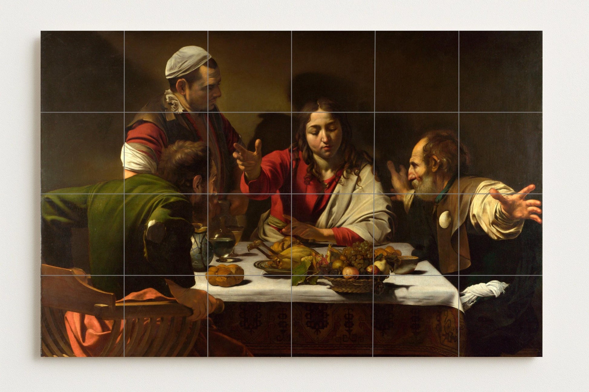 Cerámica "die cena von Emaús — Ornamentales Wandpaneel, Wandkunst aus Keramikfliesen