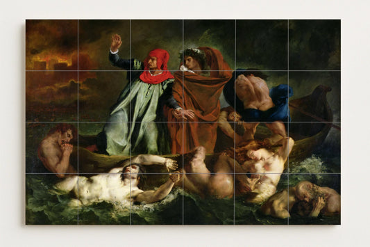 Mural de azulejos de cerámica "Barca de Dante"