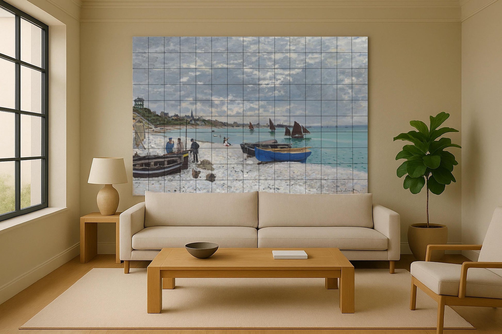 In the Beach of Sainte Adresse — Folk-Art Décor · Tile Wall Art