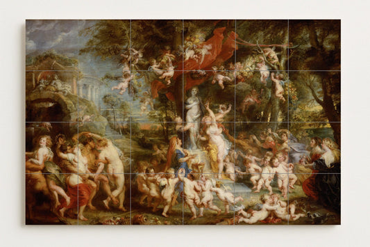 Ceramic Tile Mural: Garden of the Love — Ornamental Wall Panel