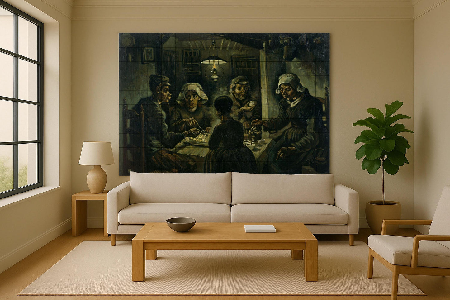 Mural de azulejos de cerámica "Los comedores de patatas"