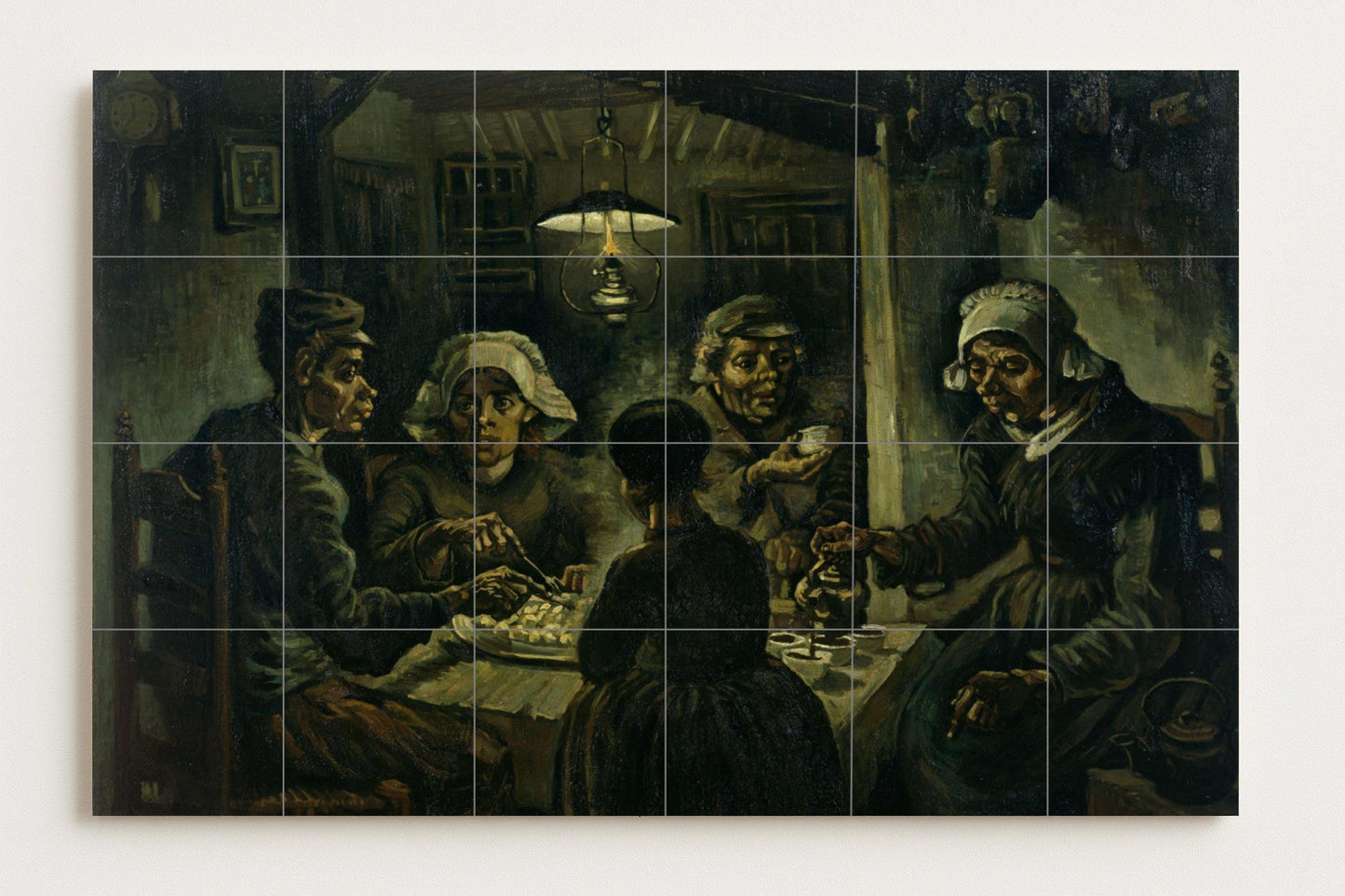 Mural de azulejos de cerámica "Los comedores de patatas"