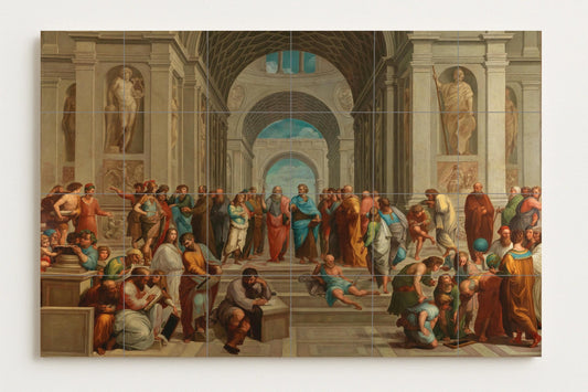 Escuela of Athens — Folk-Art Décor · Ceramic Tile Mural