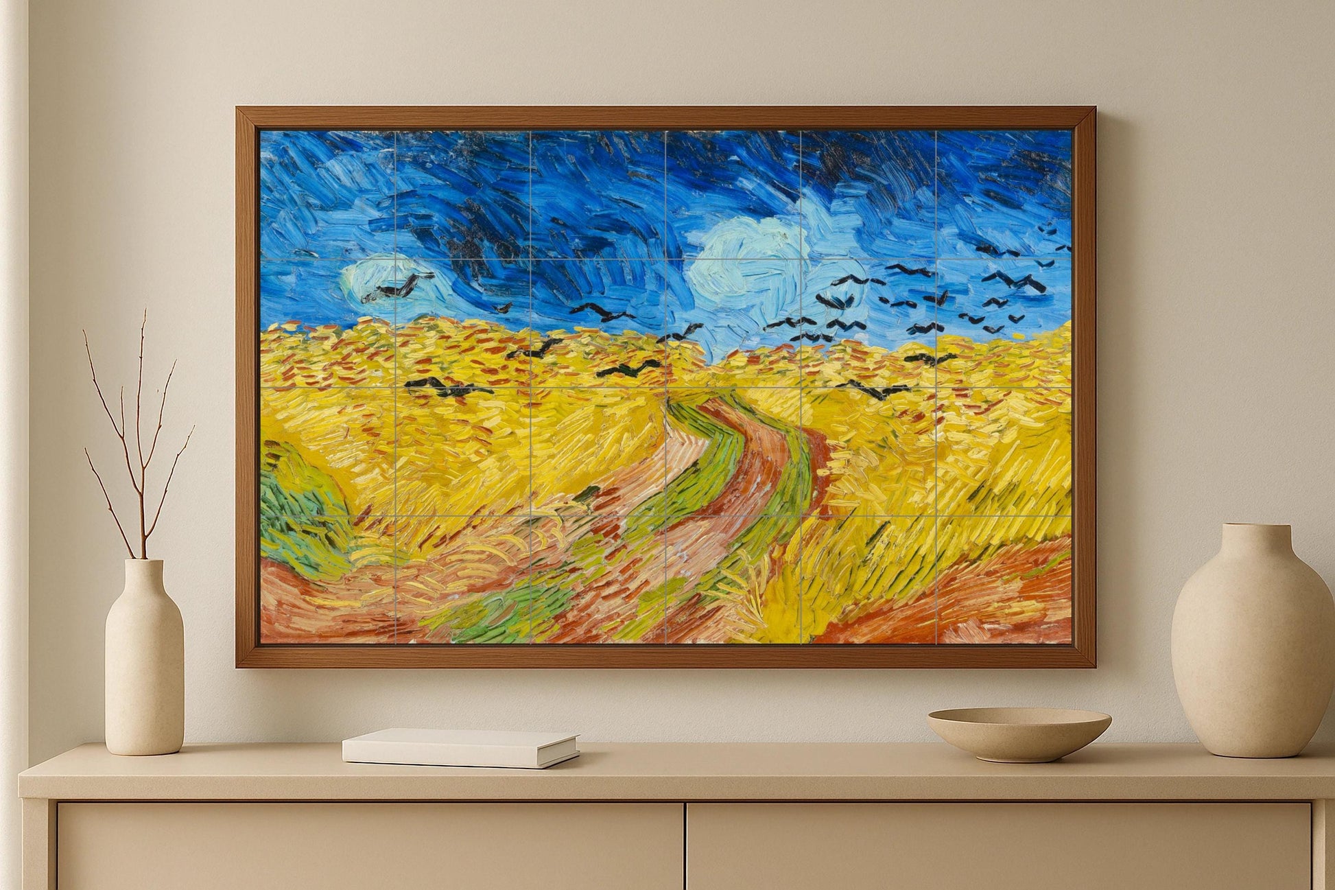 "Campagna di Grano con cuervos — Decoro d'Arte Popolare, Arte da Parete in Ceramica