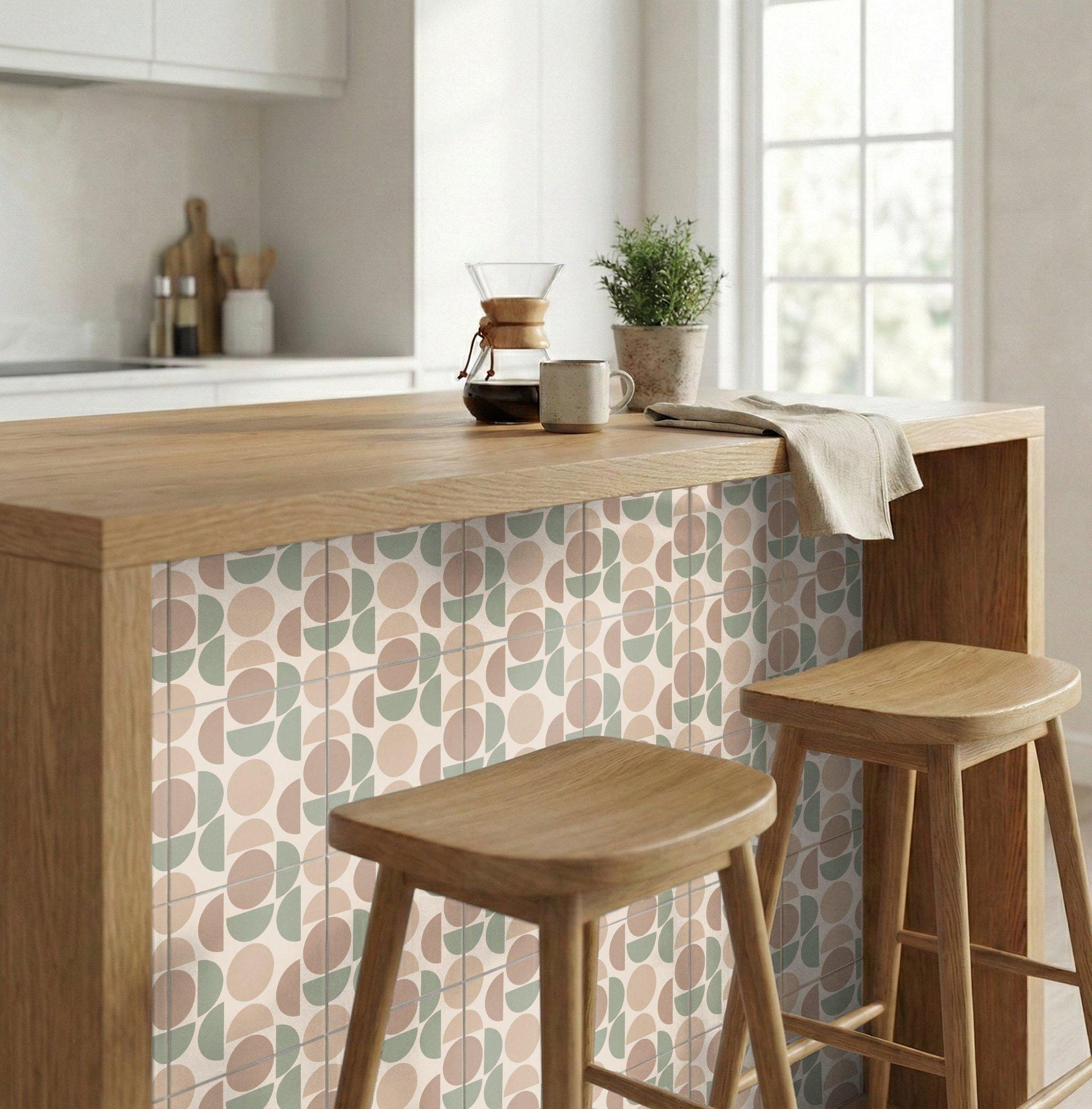 Retro 70s geométrico — Contemporary Geometric Décor Ceramic Tile
