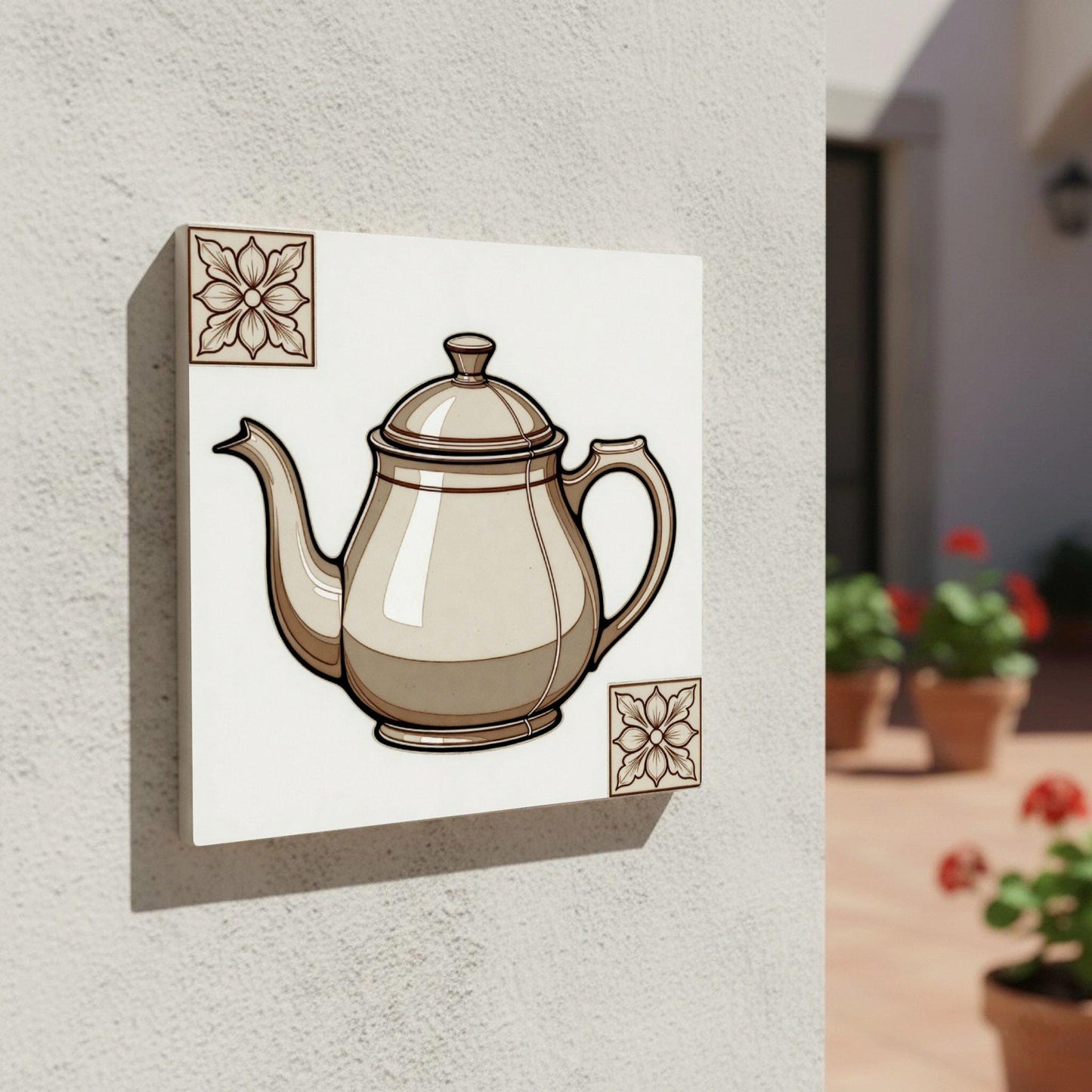 Azulejo Teapot Vintage — Motivo Decorativo di Charme