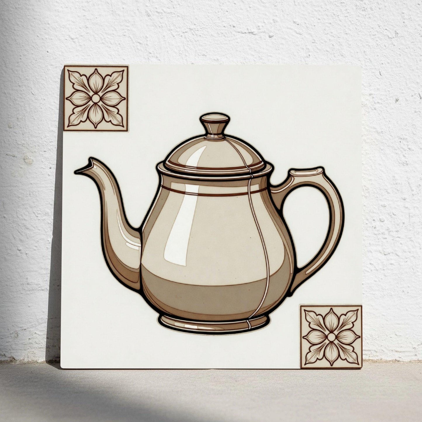 Azulejo Teapot Vintage — Motivo Decorativo di Charme