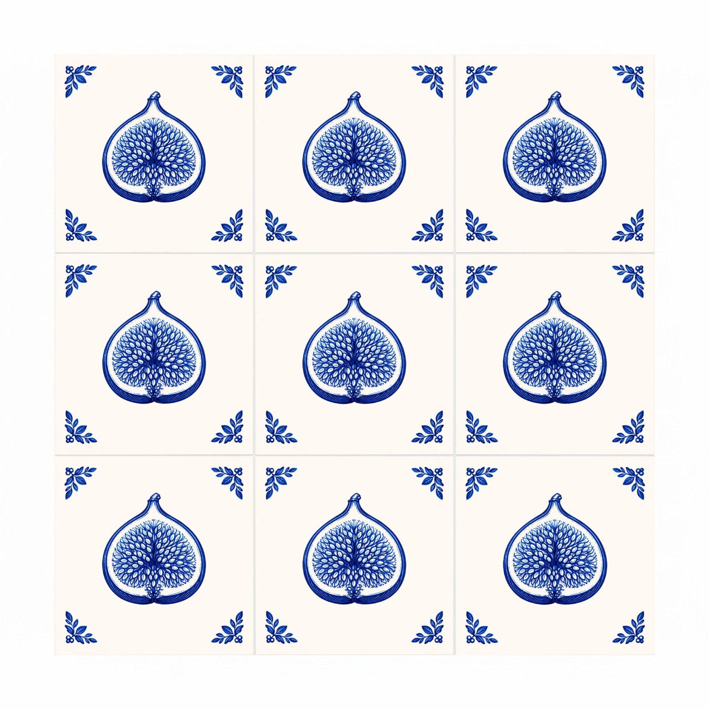 Fig in Delft Blue · Ceramic Wall Tile — Delft Blue Style