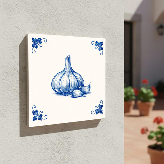 Azulejo Garlic en azul de Delft