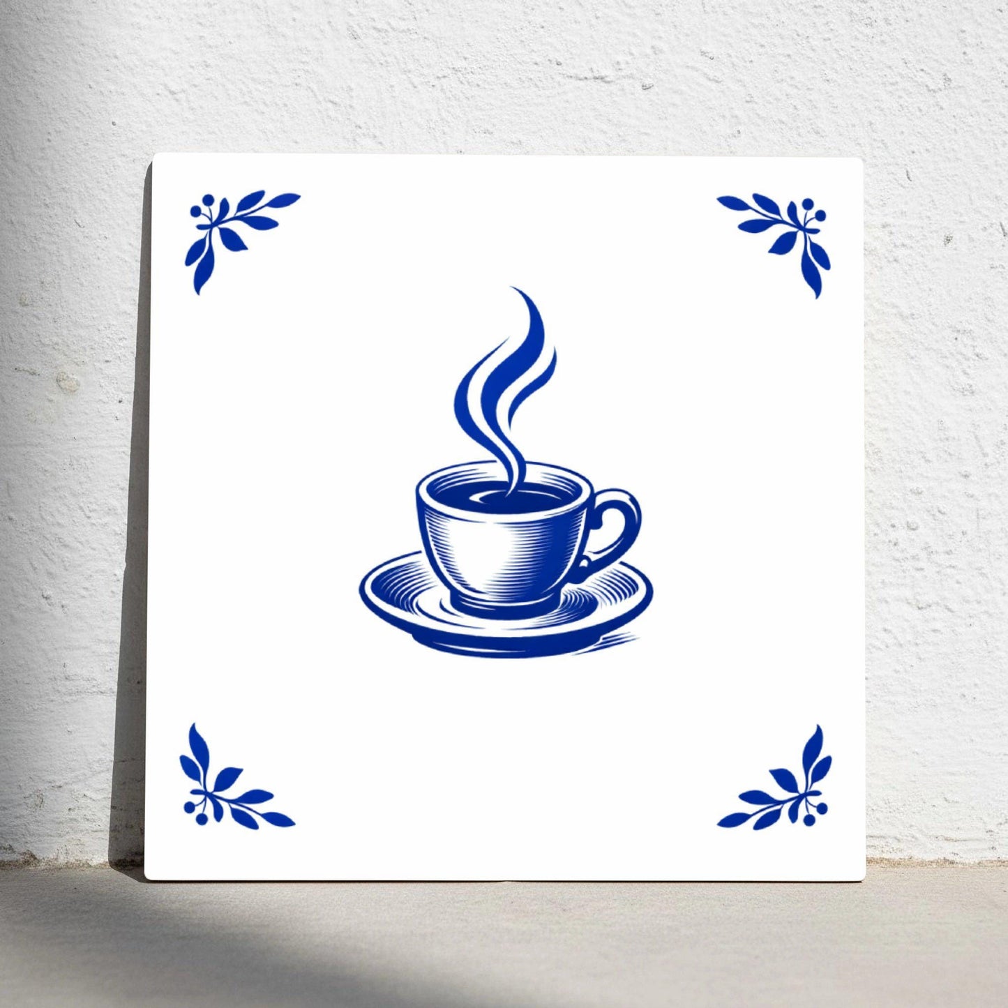 Utrecht Coffee Cup — Keramikfliese, Delftware-inspiriertes Design