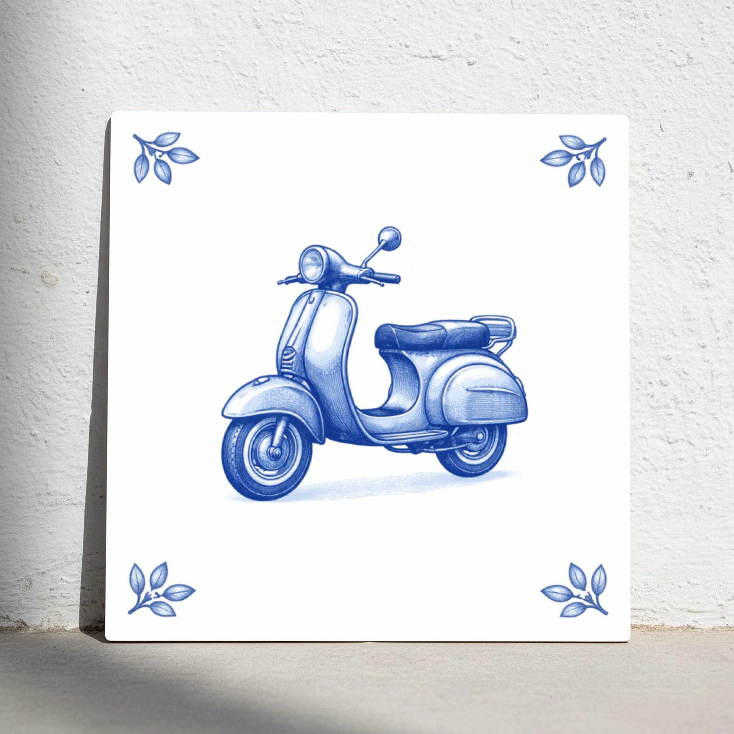 Naples Vespa · Keramik-Wandfliese — Delftware-inspiriertes Design