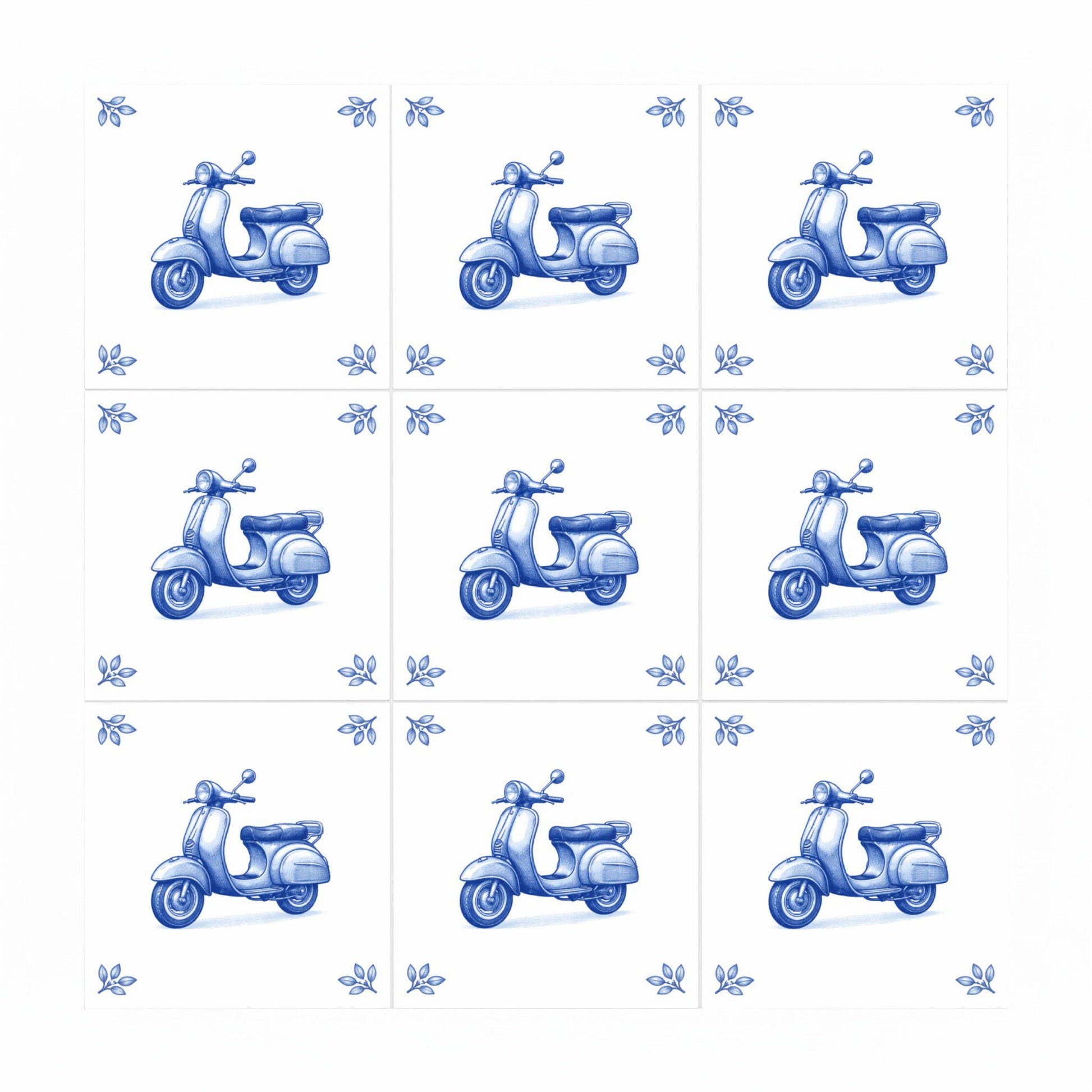 Naples Vespa · Keramik-Wandfliese — Delftware-inspiriertes Design