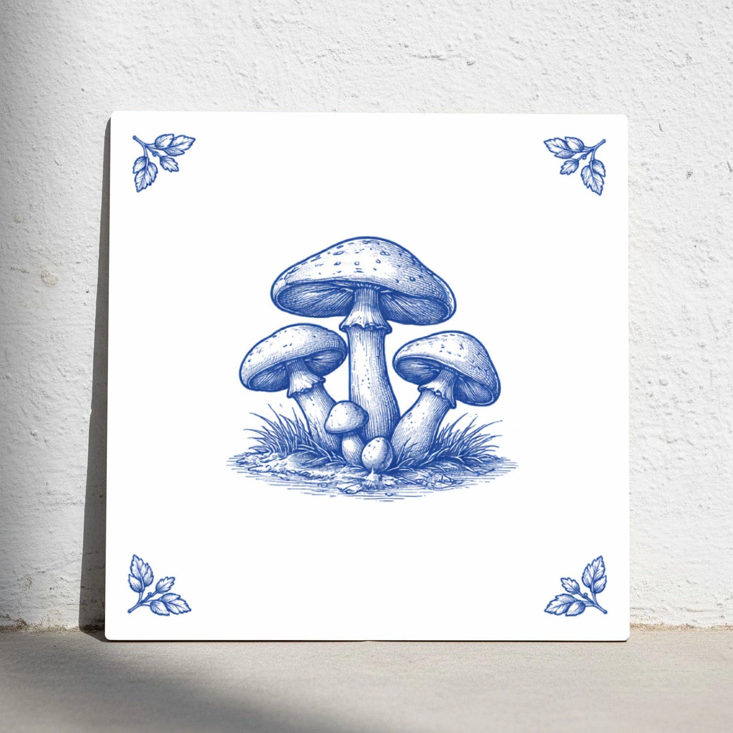 Mushroom · Ceramic Wall Tile — Delft Blue Style