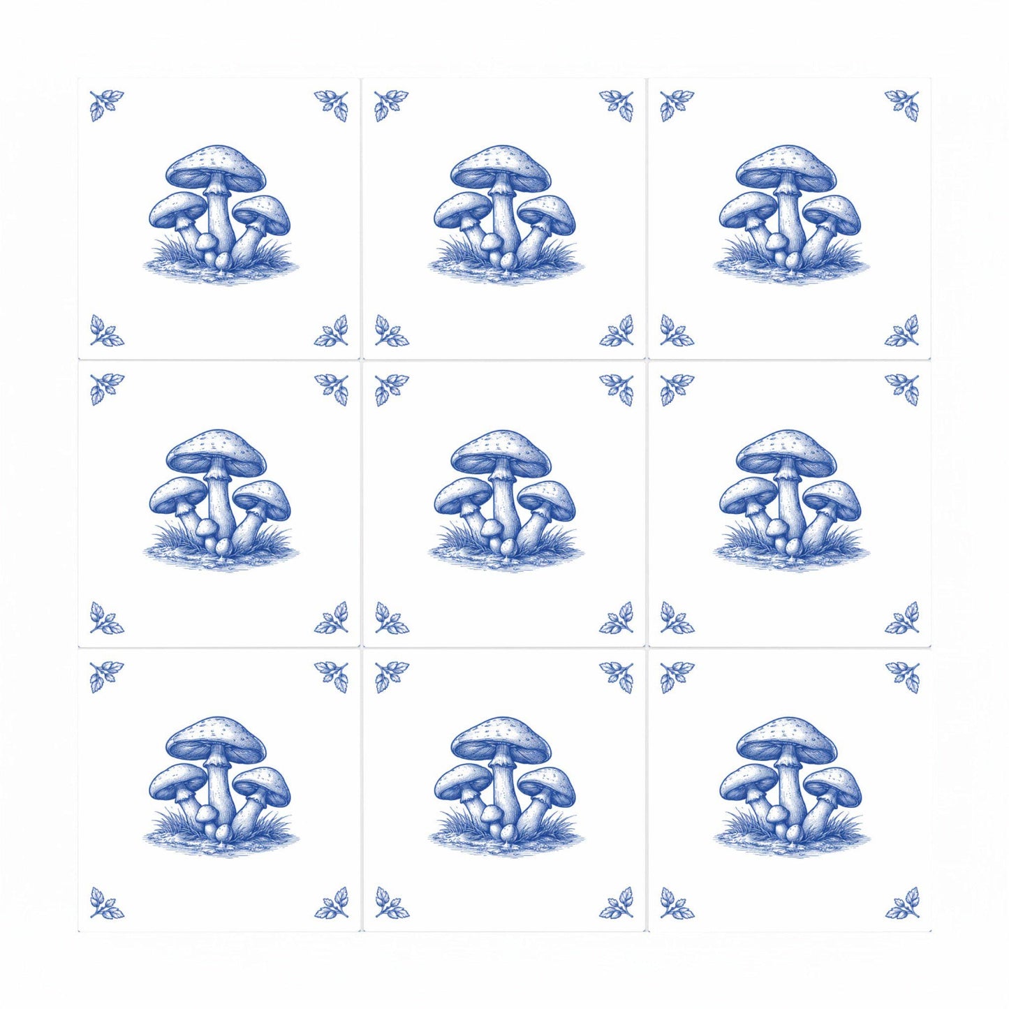 Mushroom · Ceramic Wall Tile — Delft Blue Style
