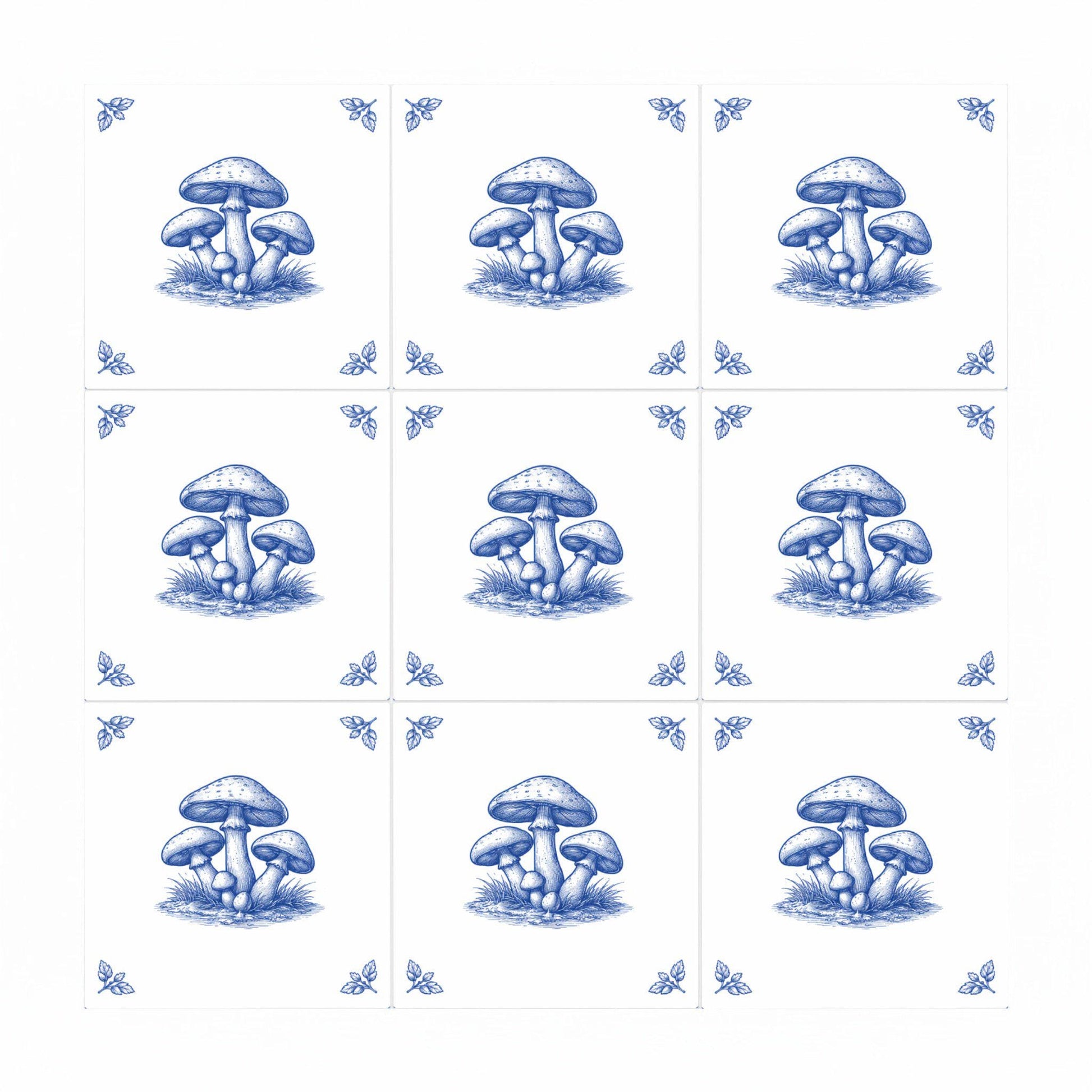 Mushroom · Ceramic Wall Tile — Delft Blue Style