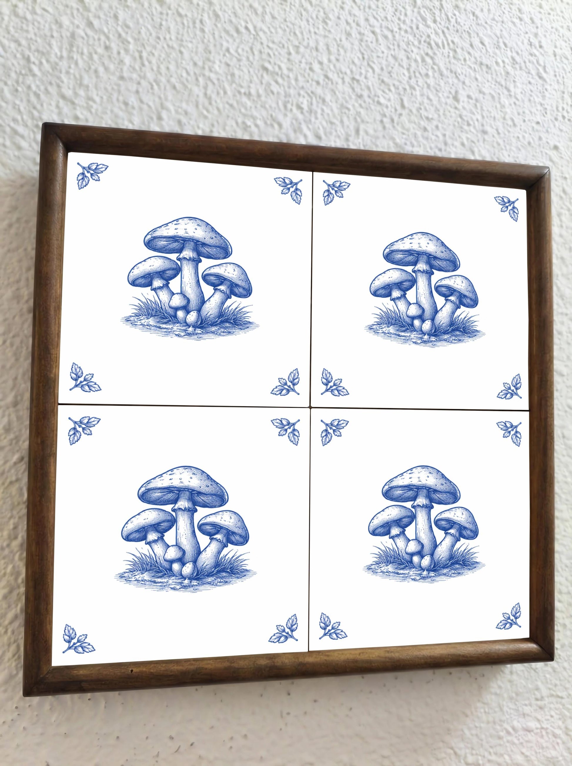Mushroom · Ceramic Wall Tile — Delft Blue Style
