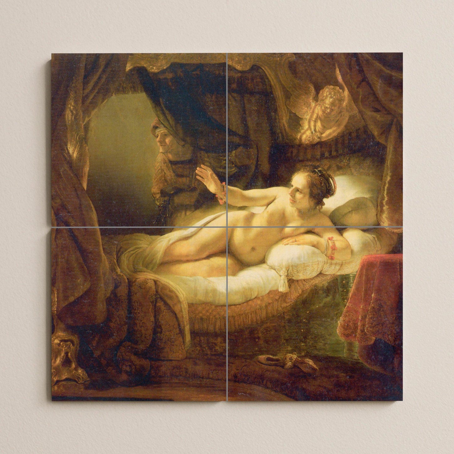 Mural de azulejos cerámicos «Dánae» de Rembrandt