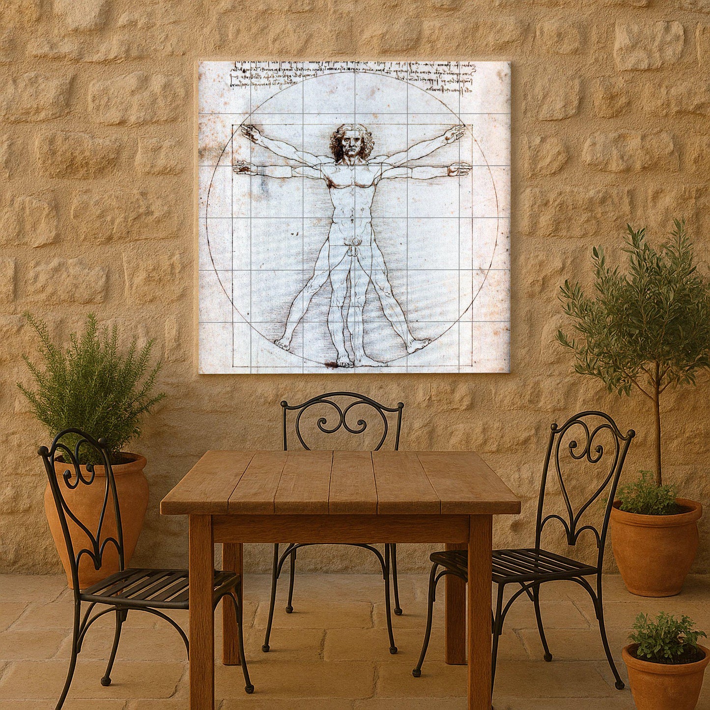 Homme de Vitruvio de Léonard de Vinci — Panneau Mural Ornemental, Art Mural en Céramique