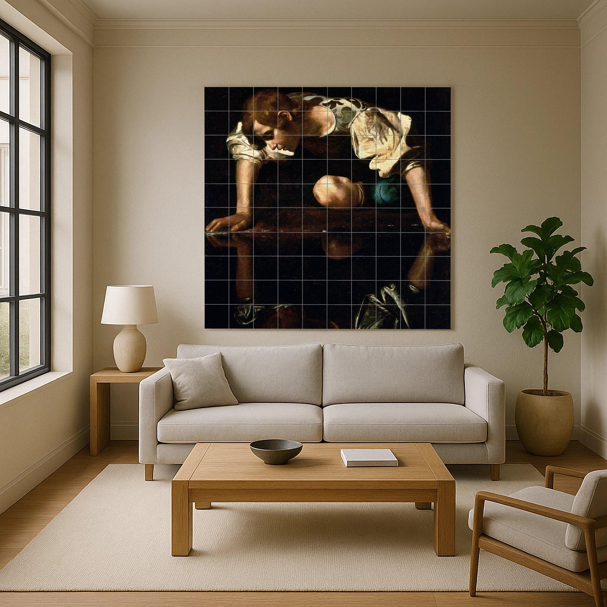 Narciso — Dekoratives Muster-Wandbild, Wandkunst aus Keramikfliesen
