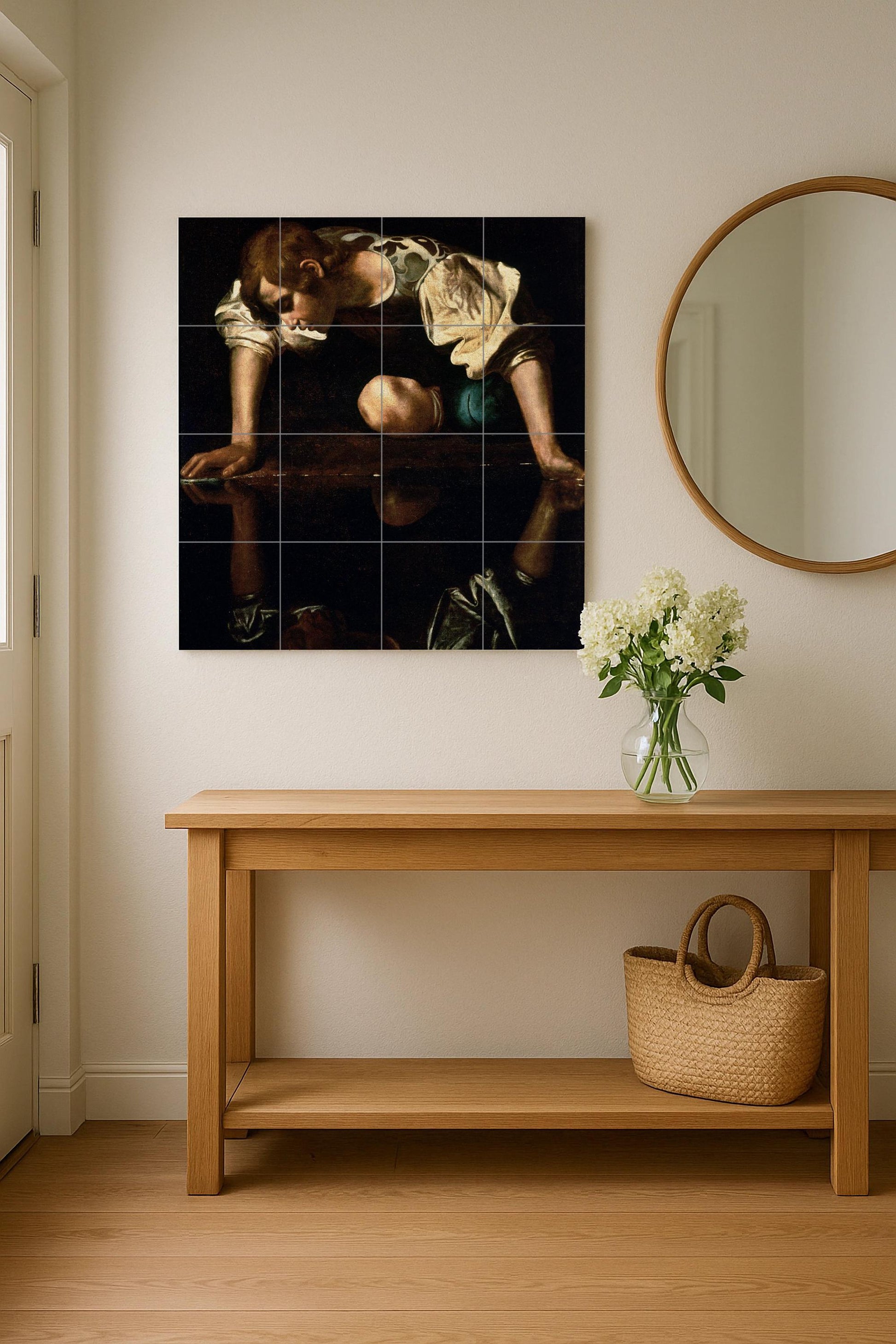 Narciso — Dekoratives Muster-Wandbild, Wandkunst aus Keramikfliesen