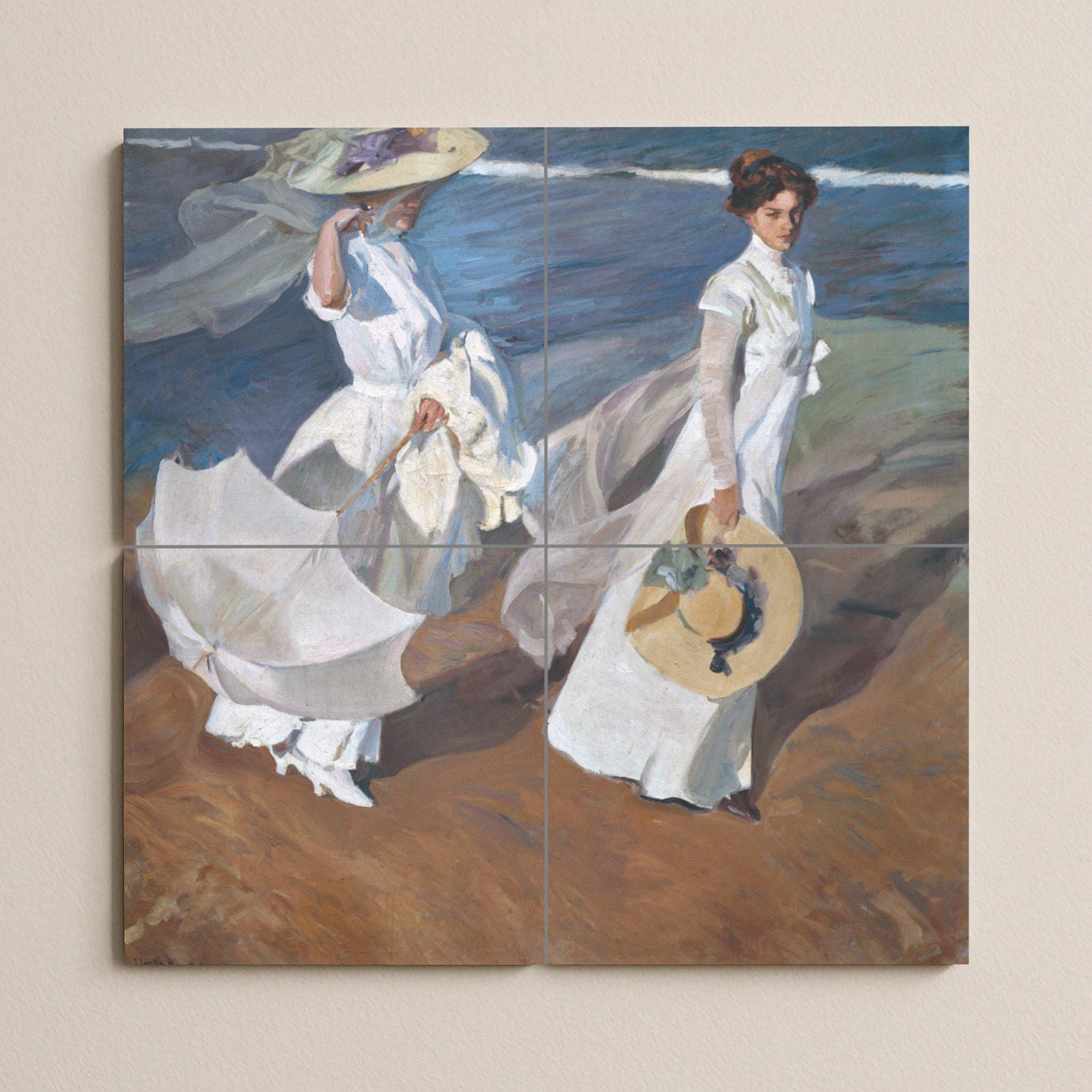 Ceramic Tile Mural: "Paseo por la orilla del mar" - Pintura — Folk & Ornamental Art
