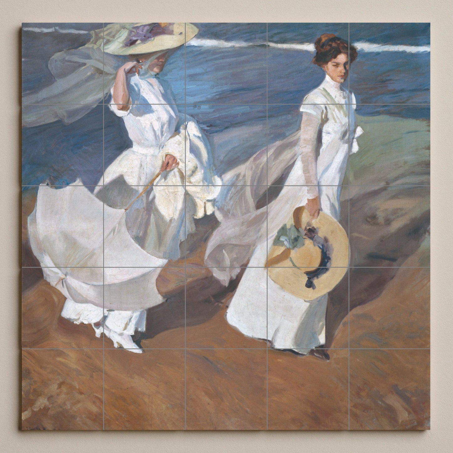 Ceramic Tile Mural: "Paseo por la orilla del mar" - Pintura — Folk & Ornamental Art