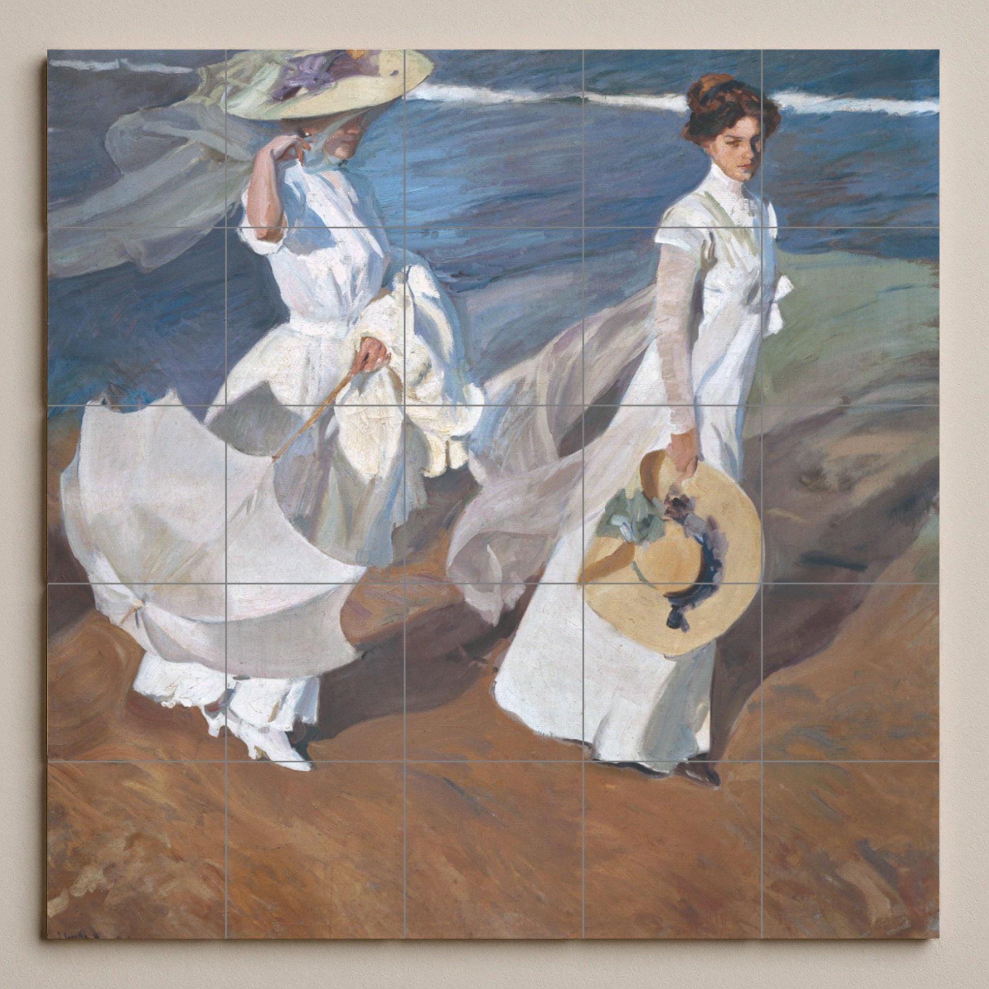 Ceramic Tile Mural: "Paseo por la orilla del mar" - Pintura — Folk & Ornamental Art