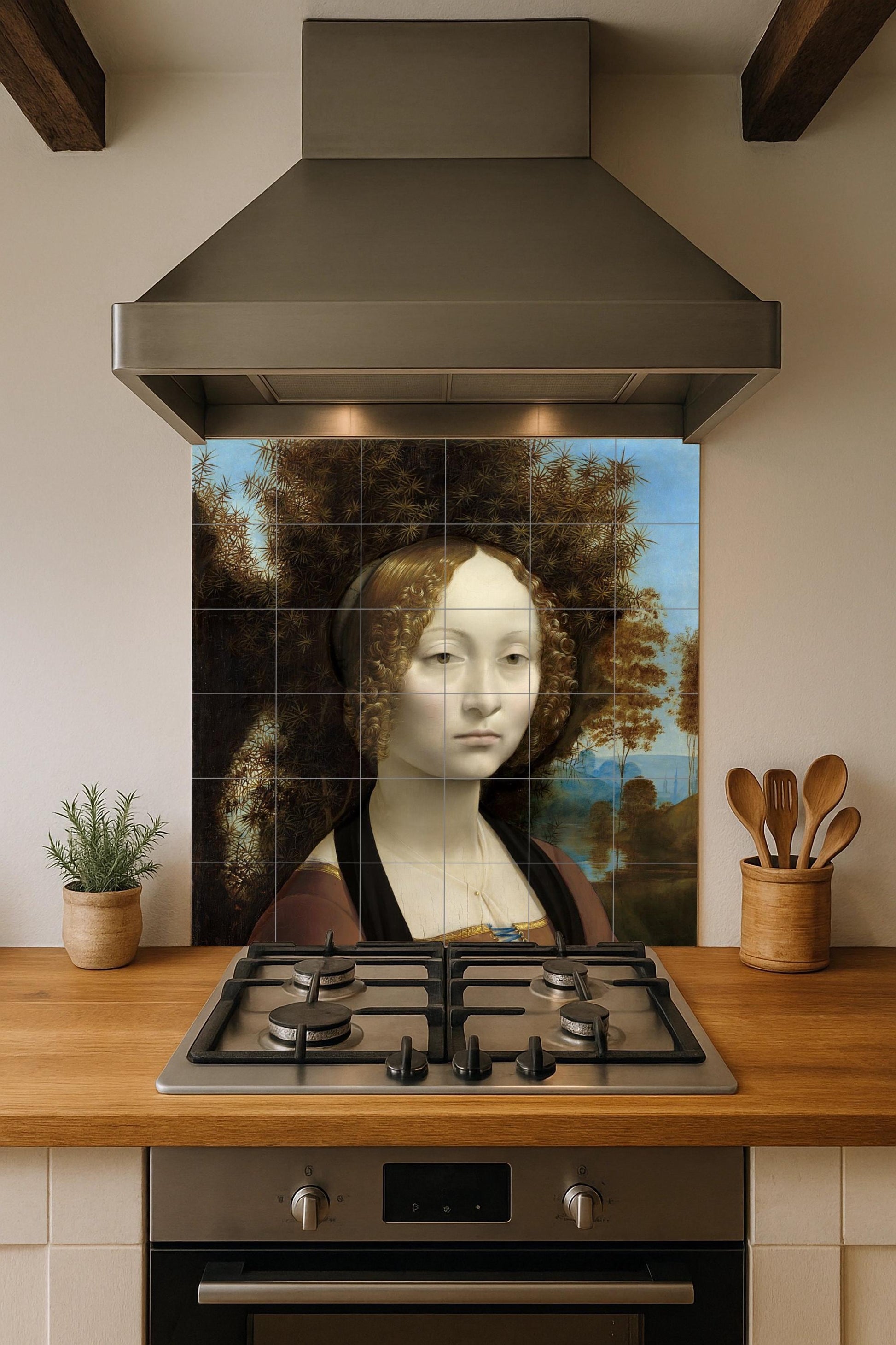Ceramic Tile Mural: Ginevra de’ Benci — Folk & Ornamental Art
