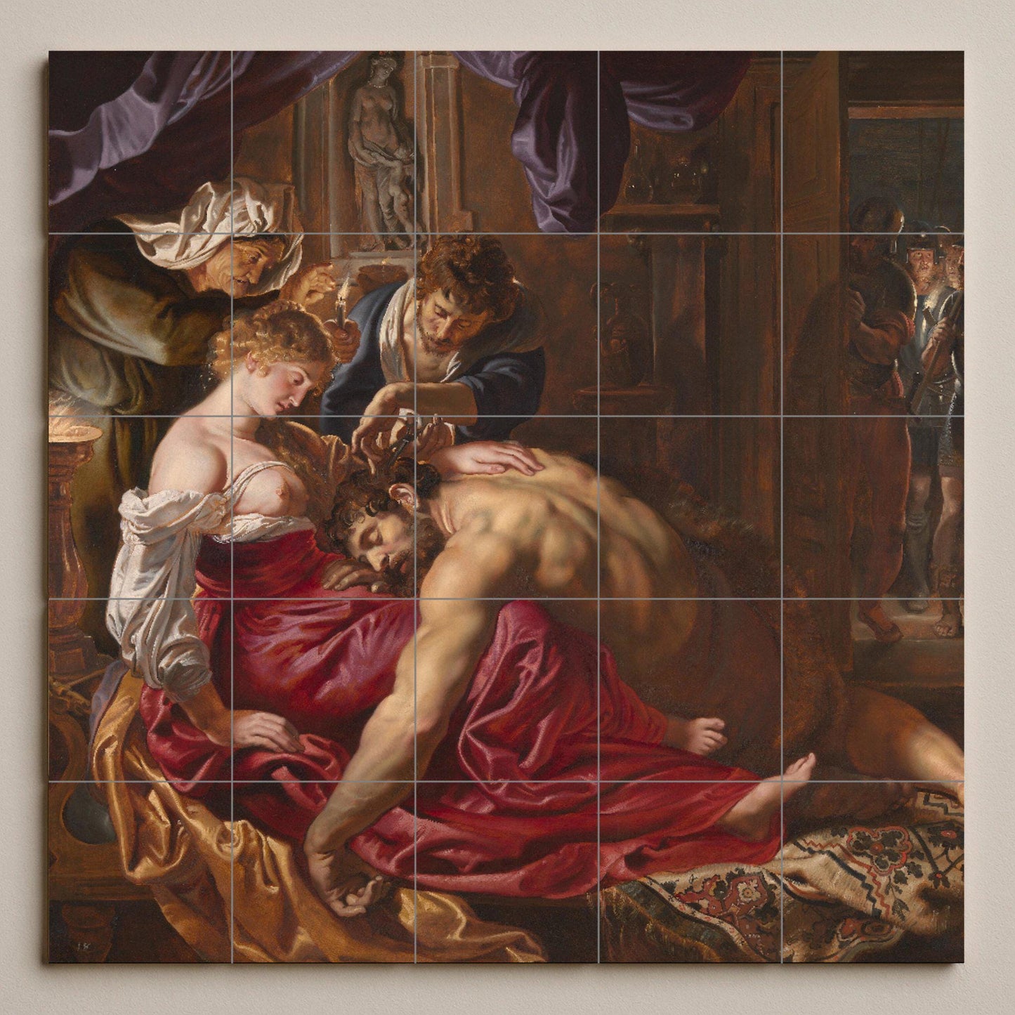 Mural de azulejos de cerámica de Sansón y Dalila