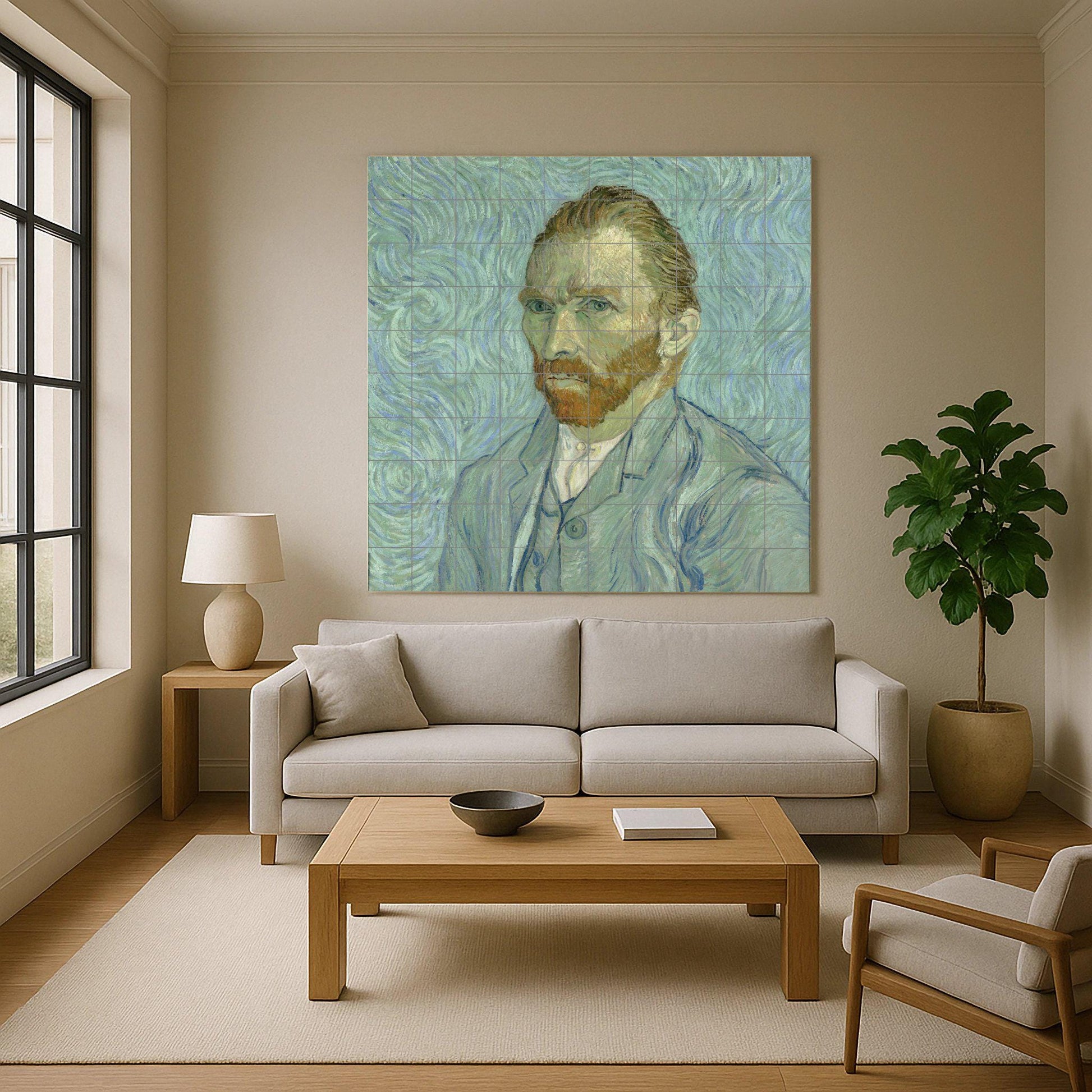 Mural de azulejos de cerámica con el autorretrato de Van Gogh