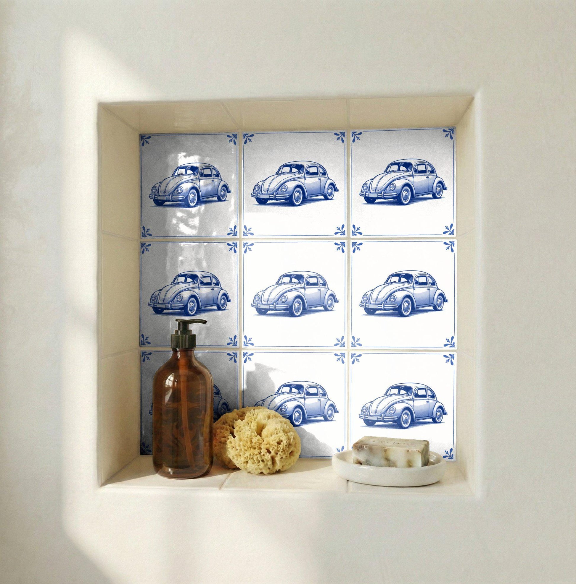 Múnich vintage coche · Mattonella — Maiolica Blu d'Olanda