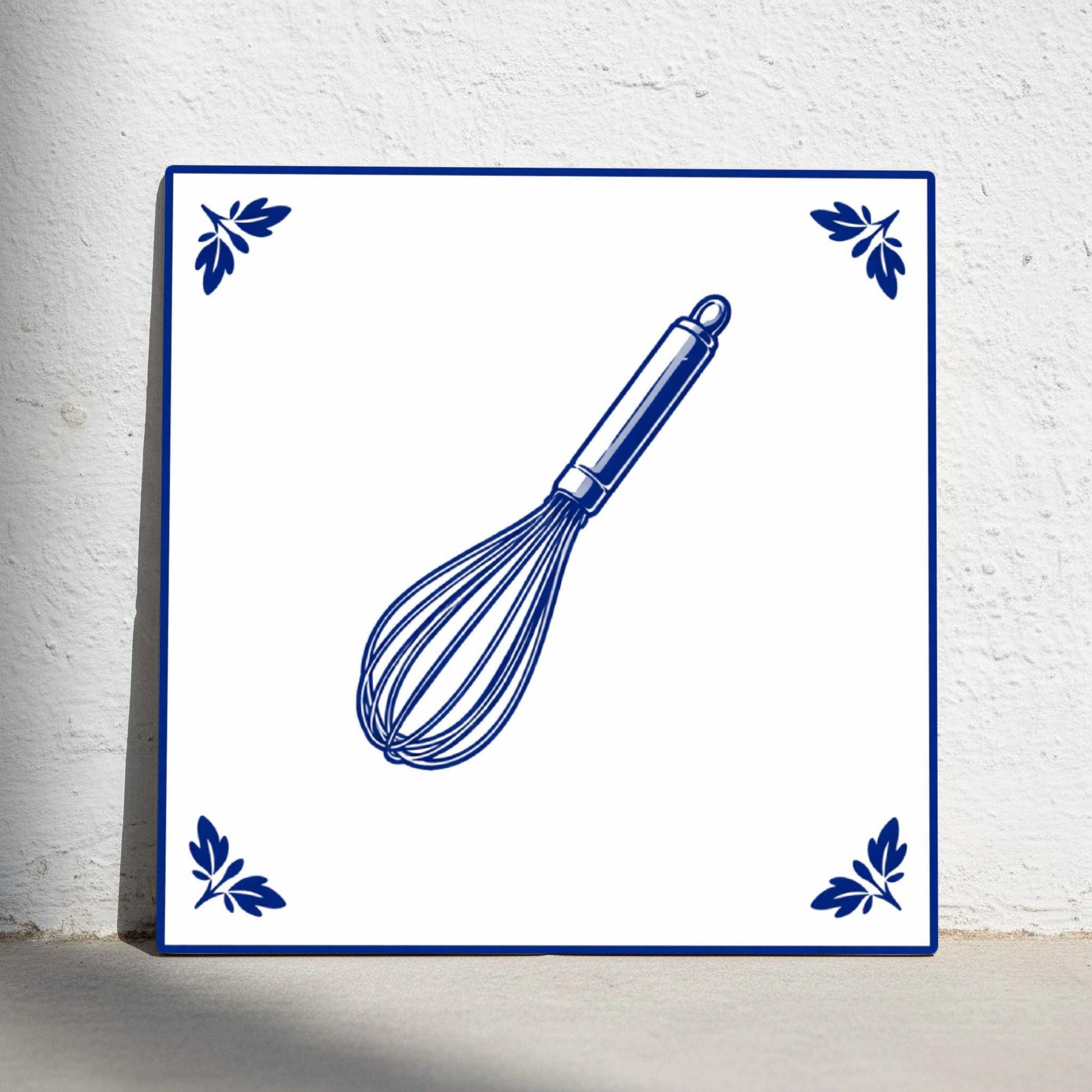 Whisk Set in Delft Blue · Ceramic Wall Tile — Dutch Blue & White Ceramic