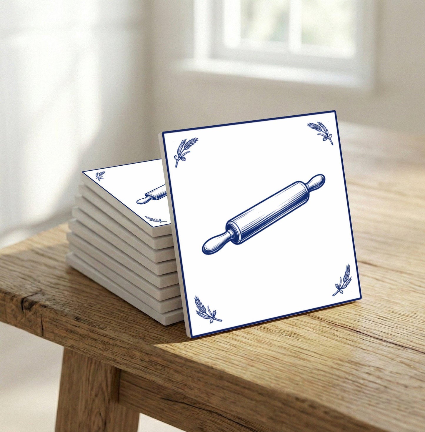 Ceramic Tile Verona Rolling Pin — Dutch Blue & White Ceramic