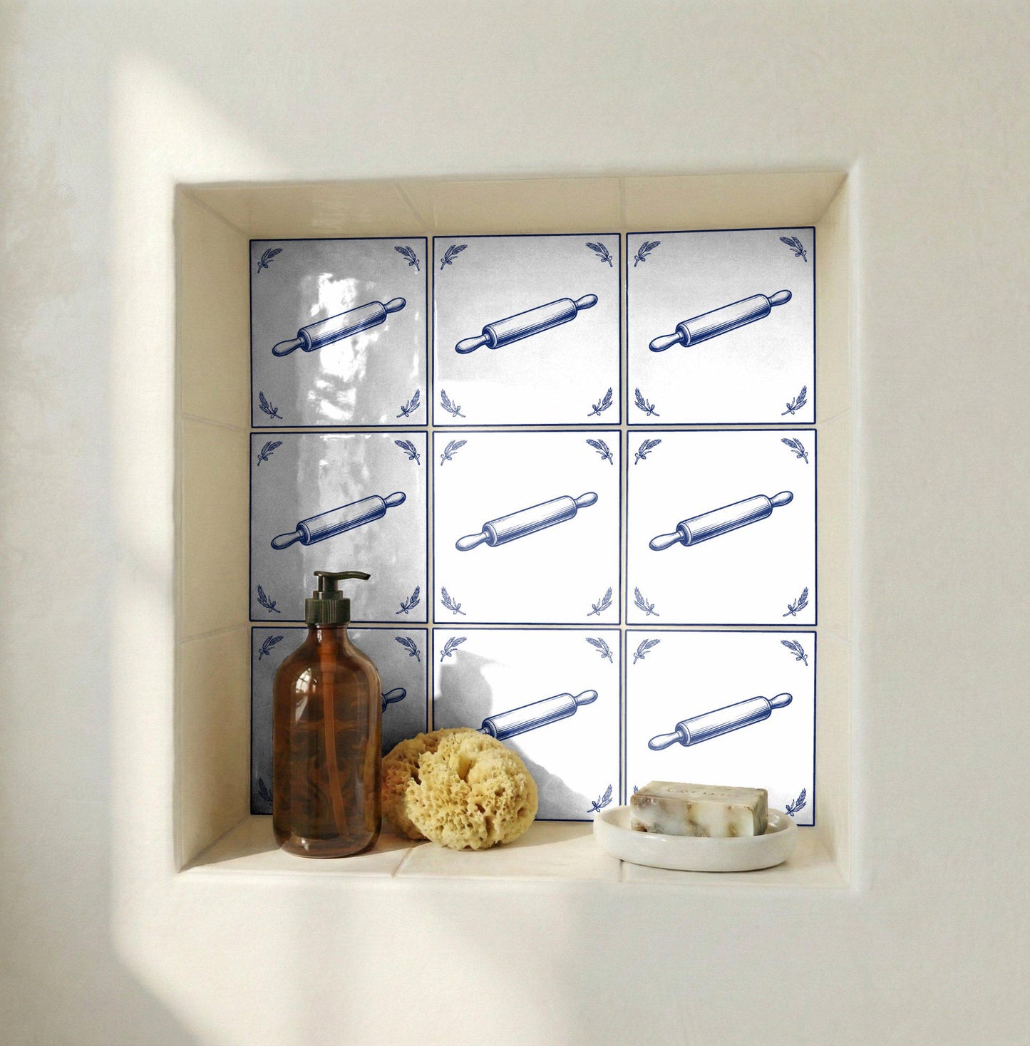 Ceramic Tile Verona Rolling Pin — Dutch Blue & White Ceramic