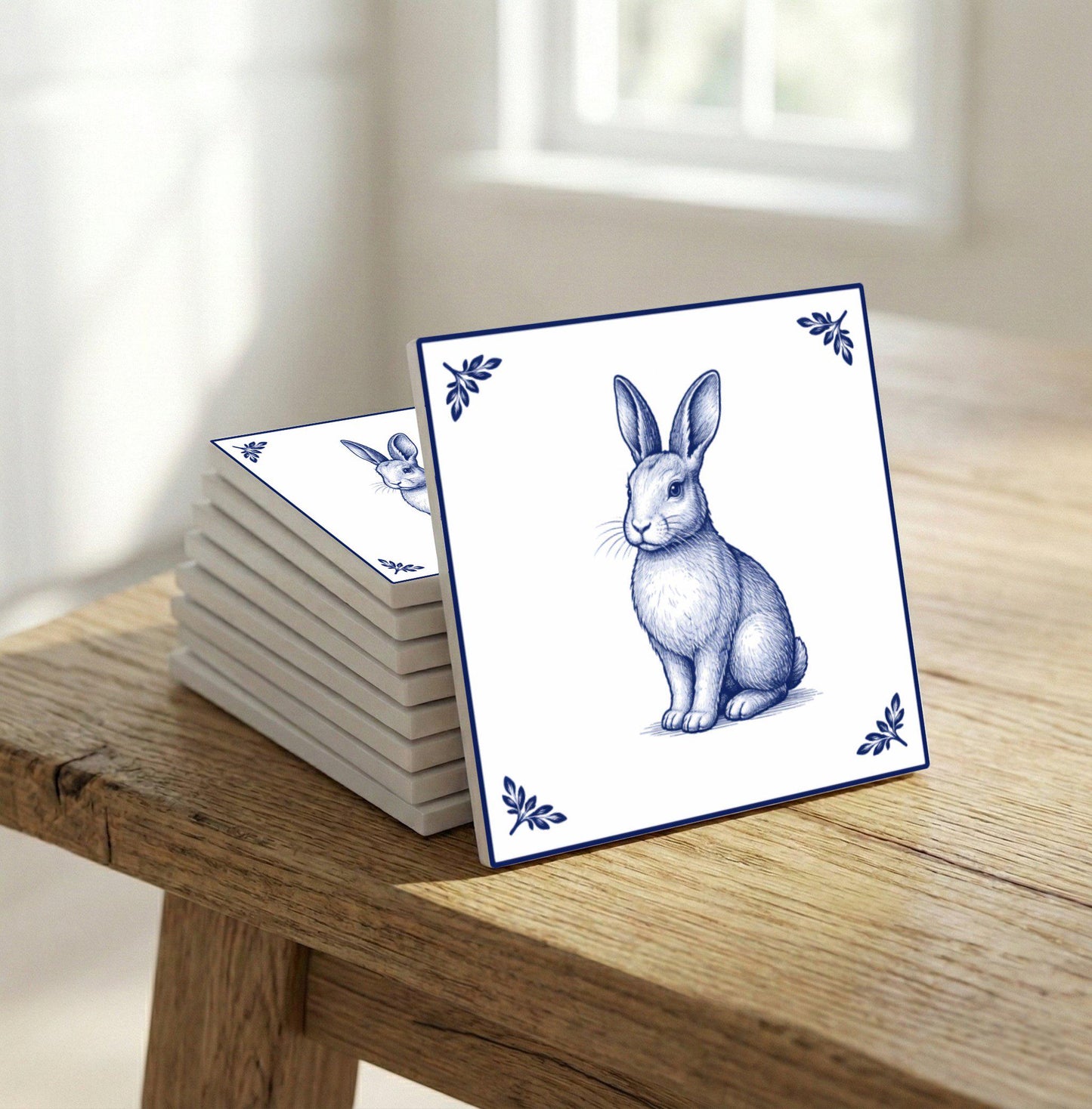 Fliese Easter Bunny · Delfter-Blau-Stil