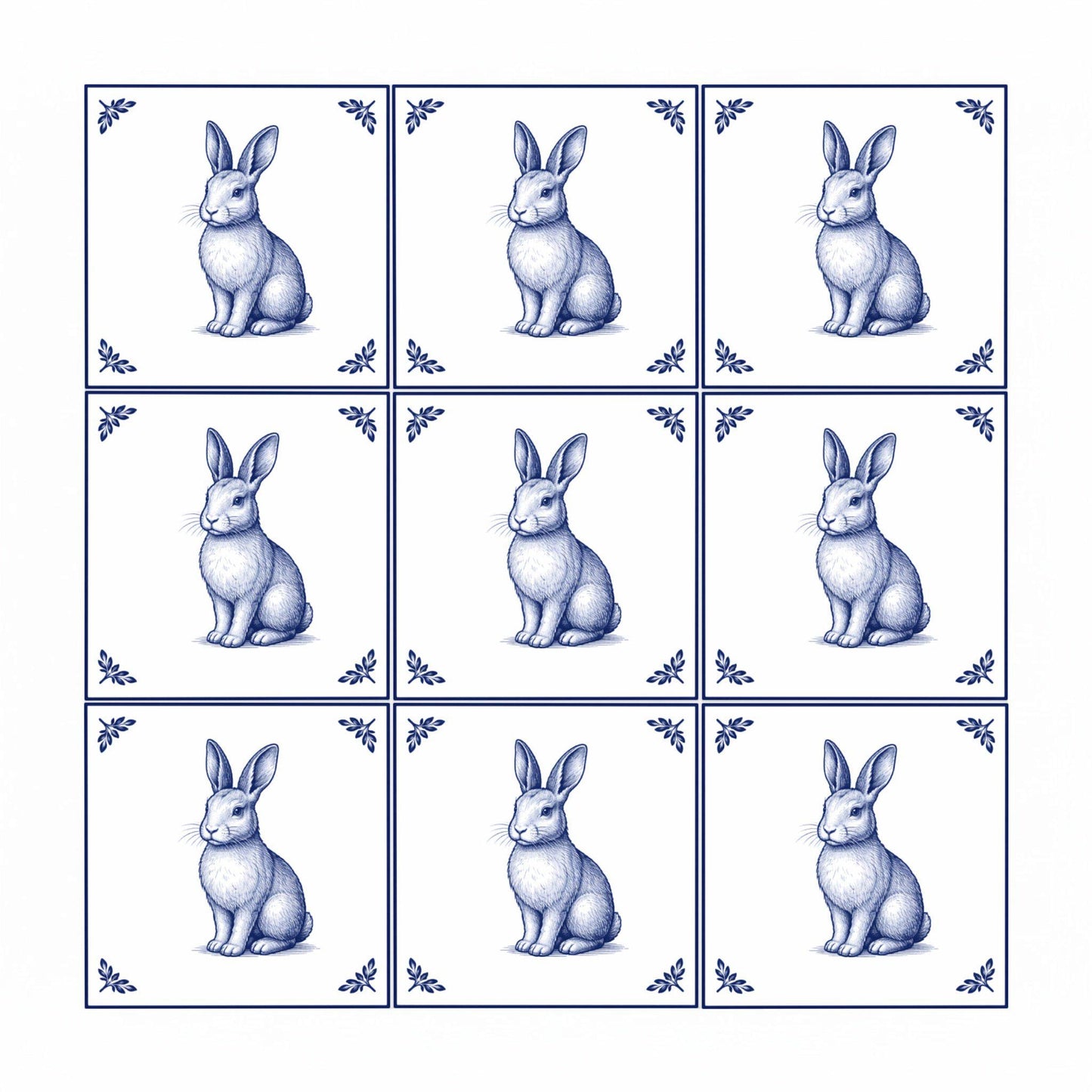 Fliese Easter Bunny · Delfter-Blau-Stil