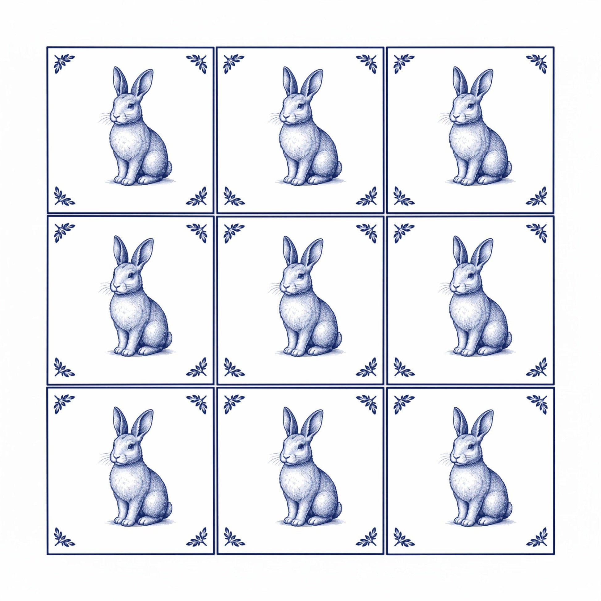 Fliese Easter Bunny · Delfter-Blau-Stil