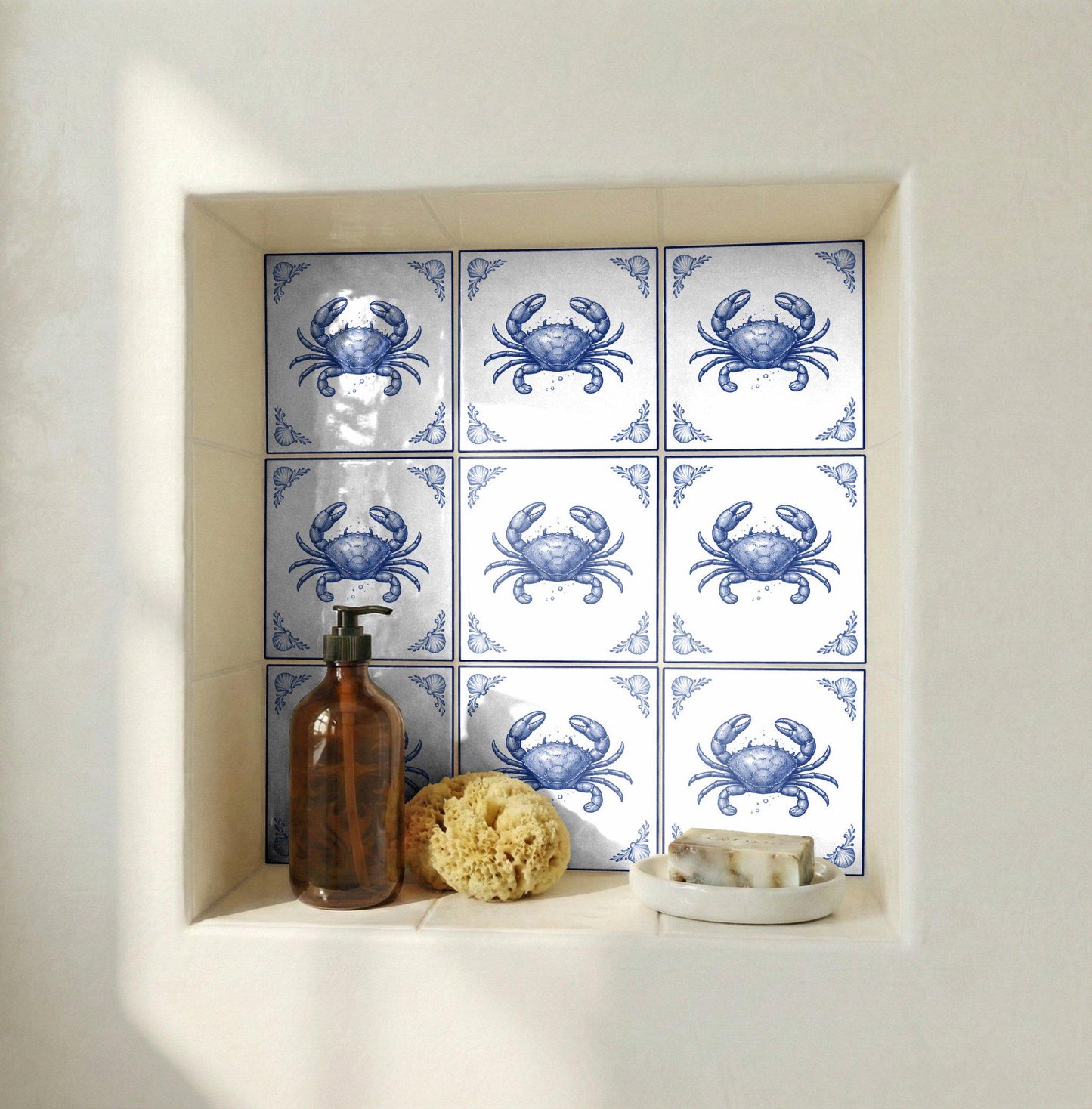 Crab · Ceramic Wall Tile — Holland Blue Pottery Style