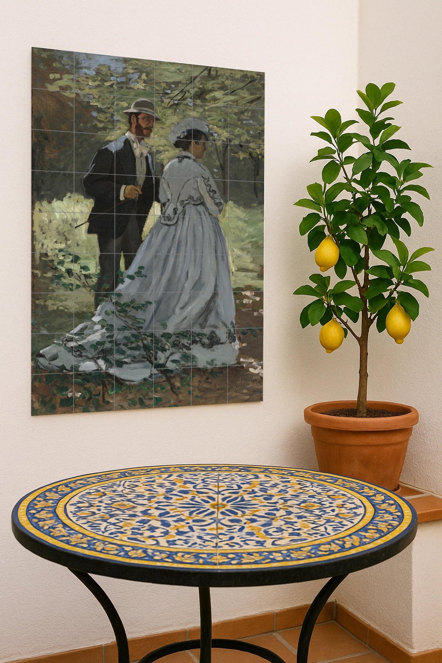 Ceramic Tile Mural: Bazille and Camille — Ornamental Wall Panel
