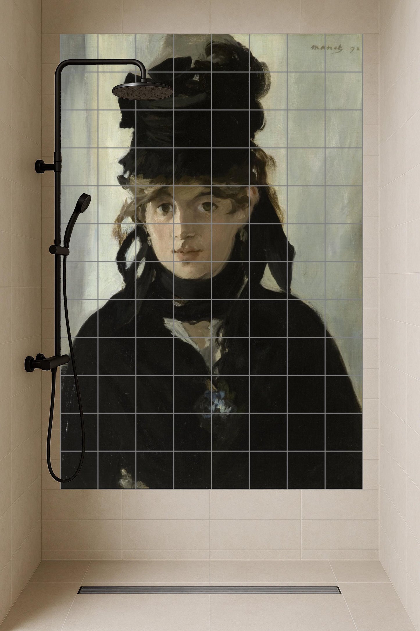 Fresque en Carrelage Portrait de Berthe Morisot — Panneau Mural Ornemental