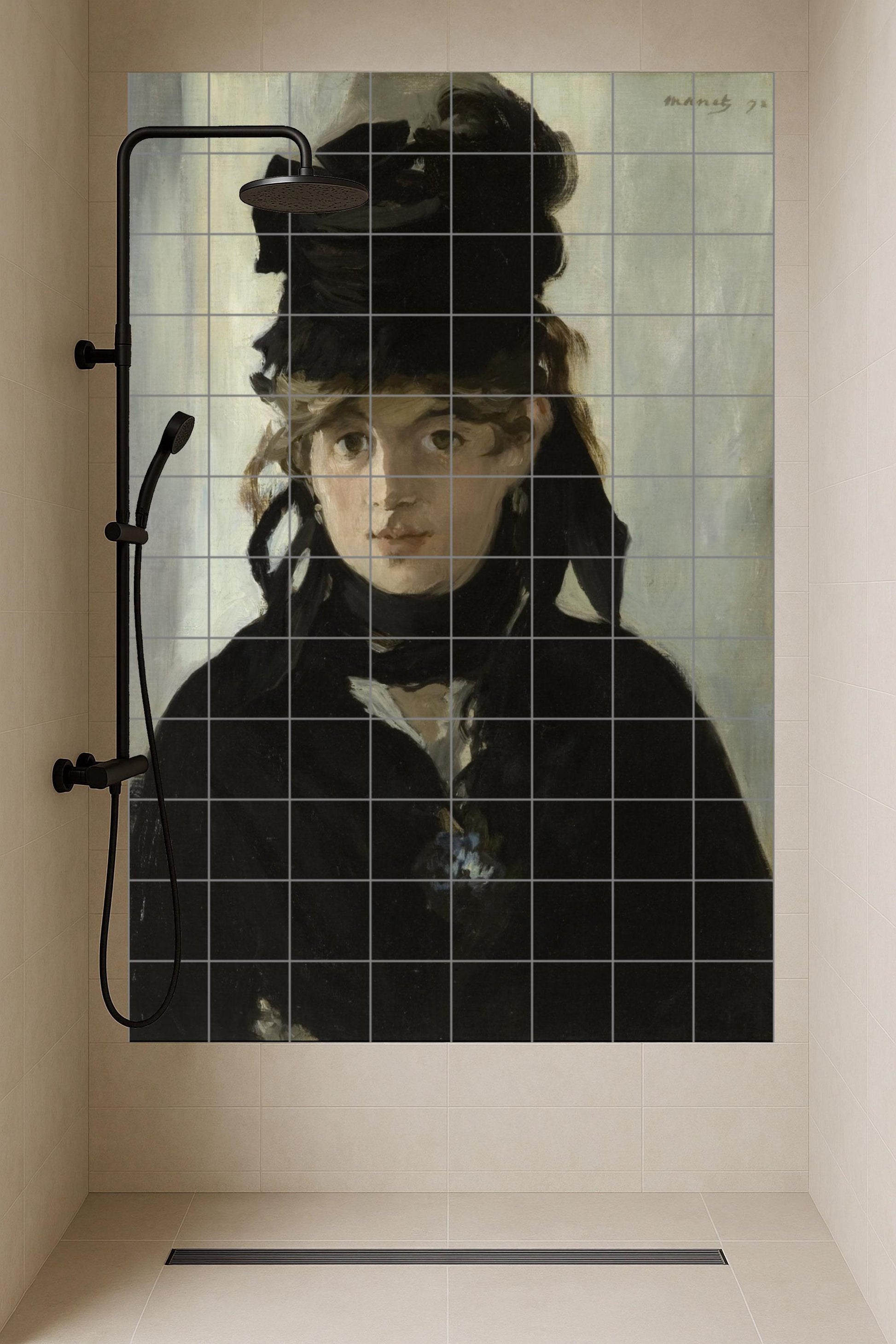 Fresque en Carrelage Portrait de Berthe Morisot — Panneau Mural Ornemental