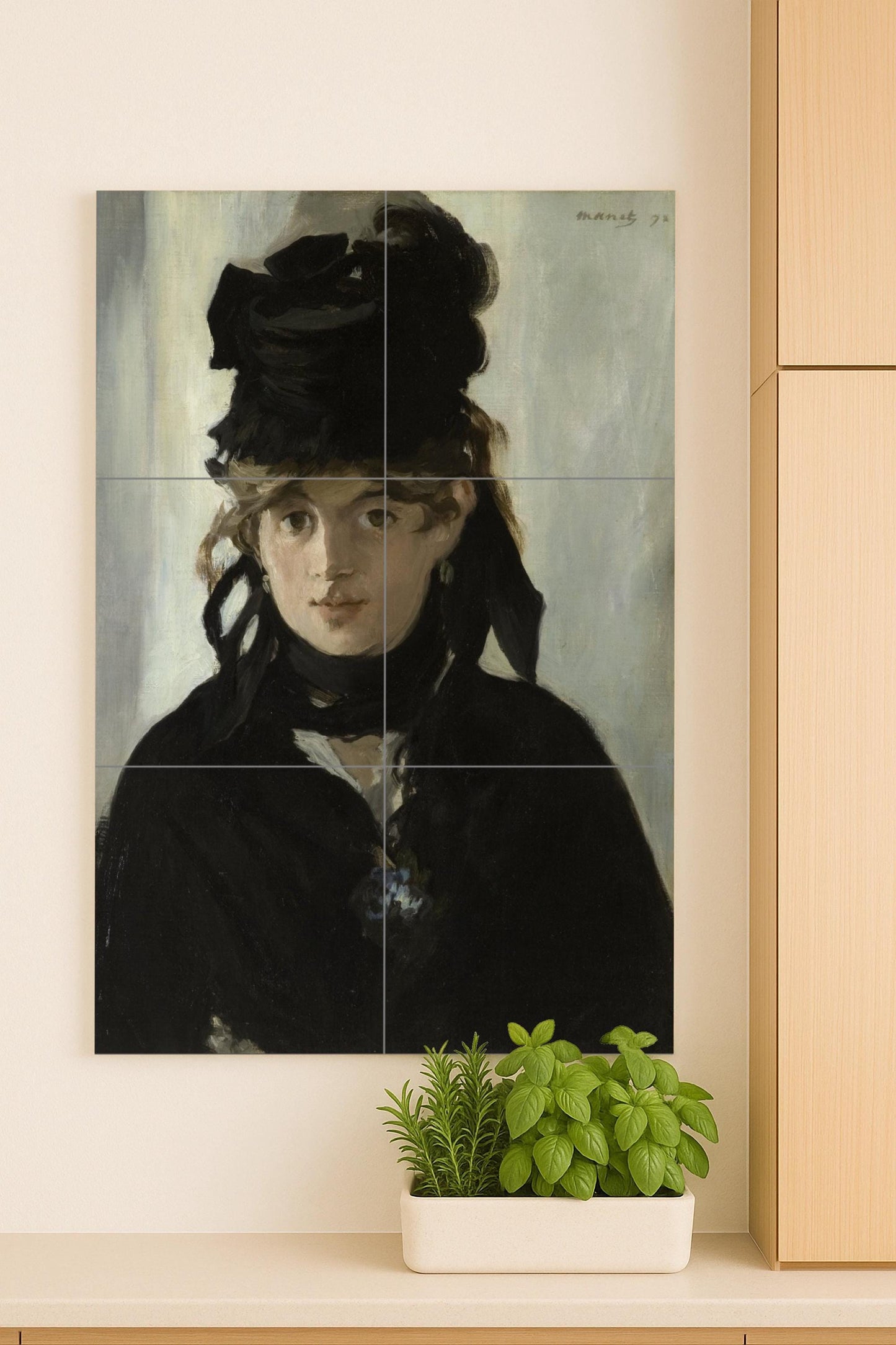 Fresque en Carrelage Portrait de Berthe Morisot — Panneau Mural Ornemental