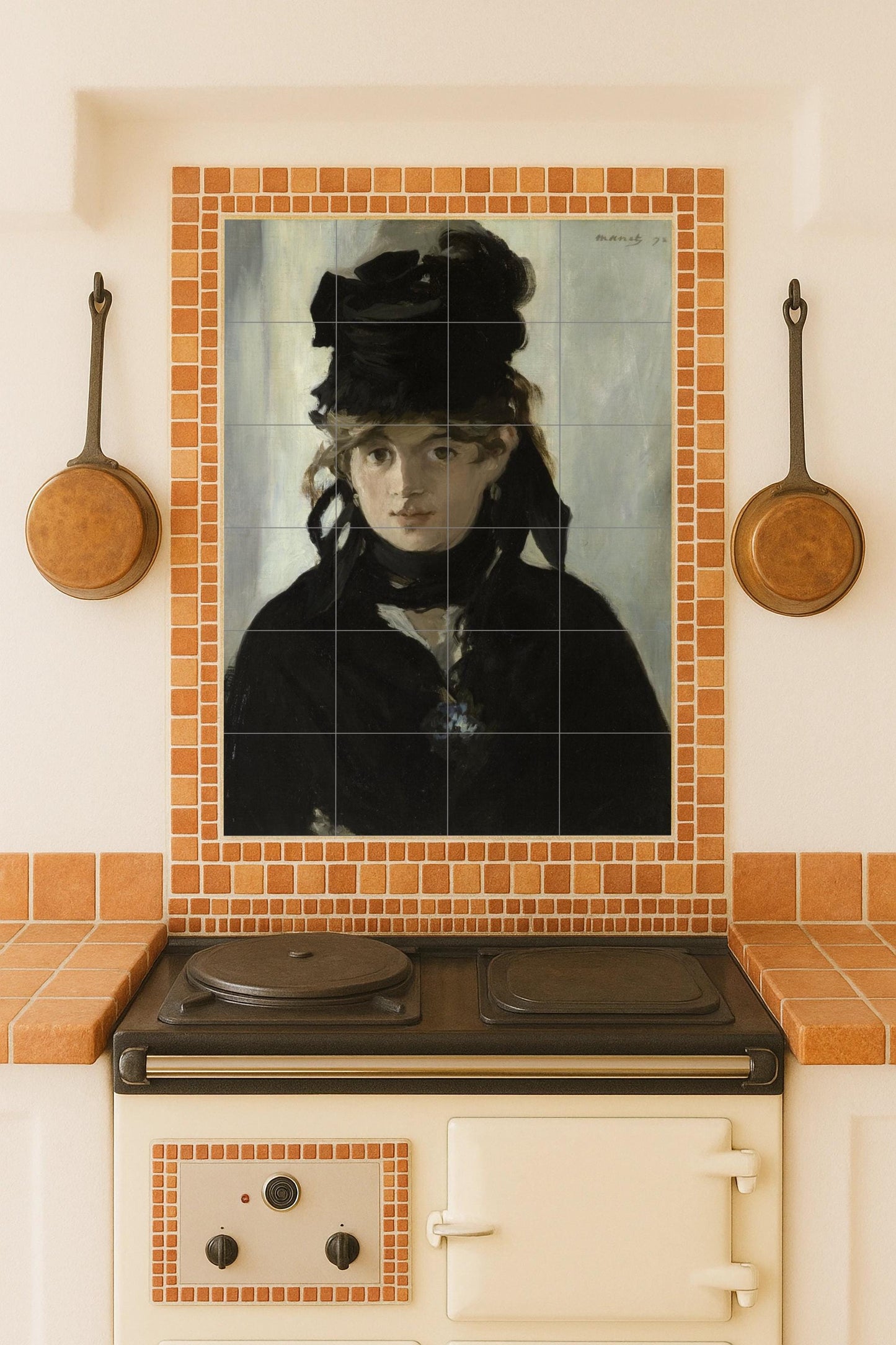 Fresque en Carrelage Portrait de Berthe Morisot — Panneau Mural Ornemental