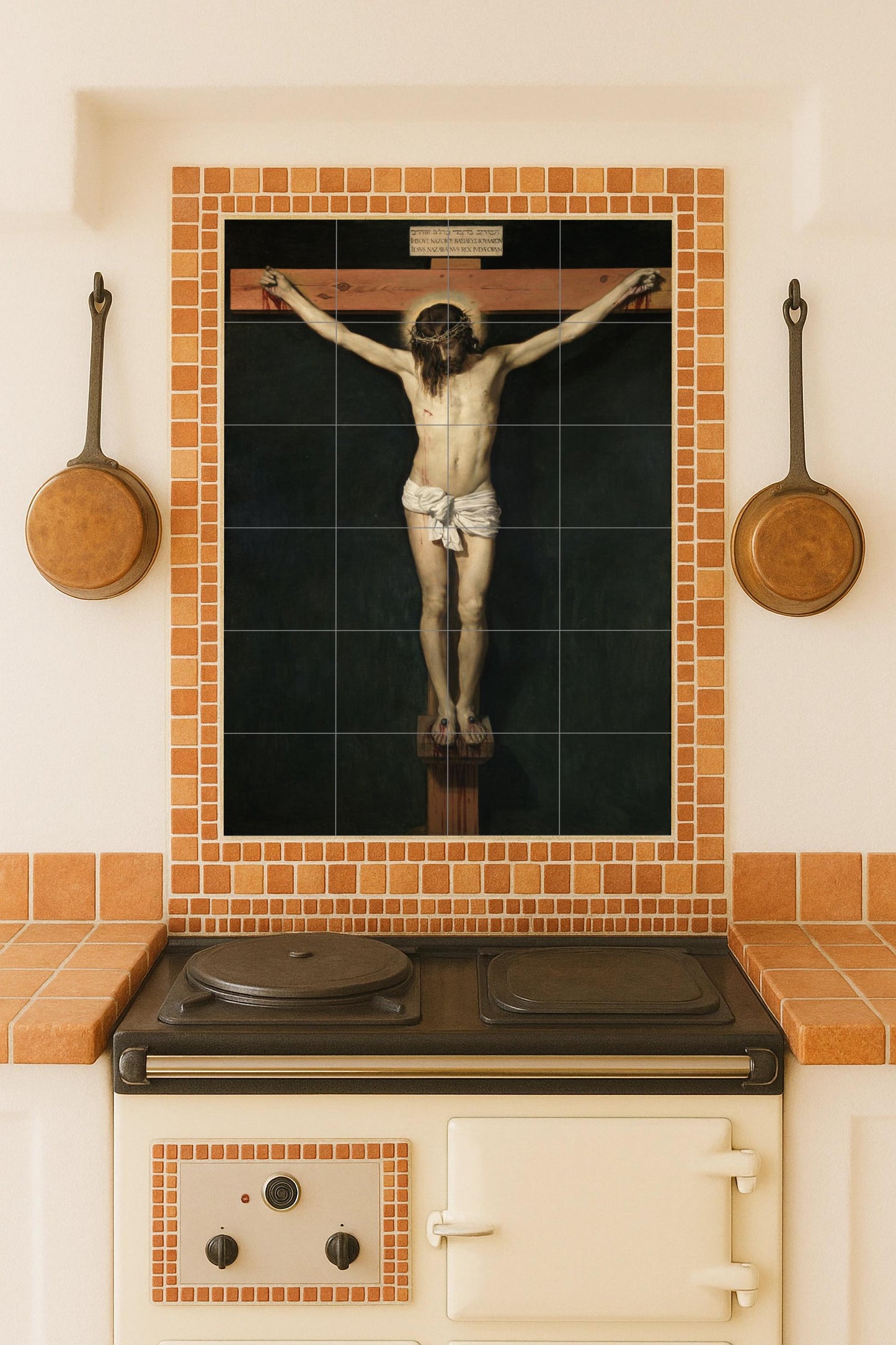 Fliesenbild Cerámica von Christus Gekreuzigt — Volkskunst & Ornament