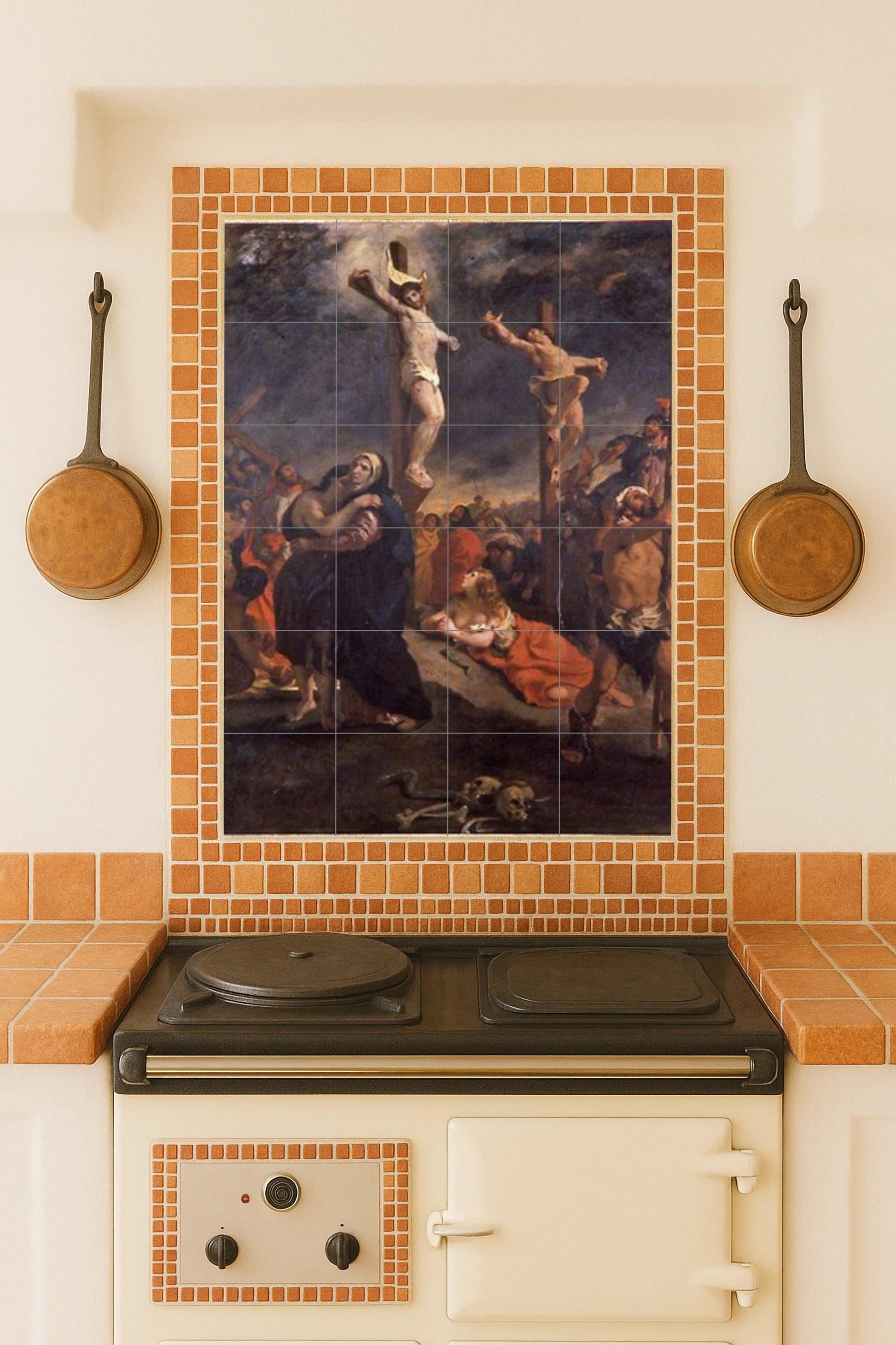 Cerámica de Christ en la Croix · Fresque Céramique — Décor d'Art Populaire