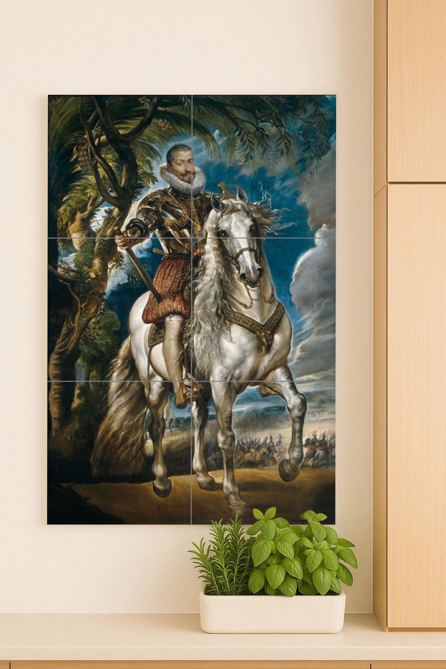 Fresque en Carrelage Portrait Équestre du duque de Lerma — Panneau Mural Ornemental