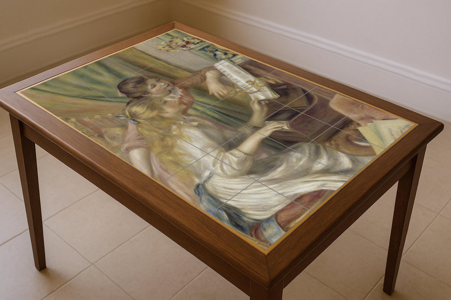 Fresque en Carrelage "Chicas au piano — Panneau Mural Ornemental