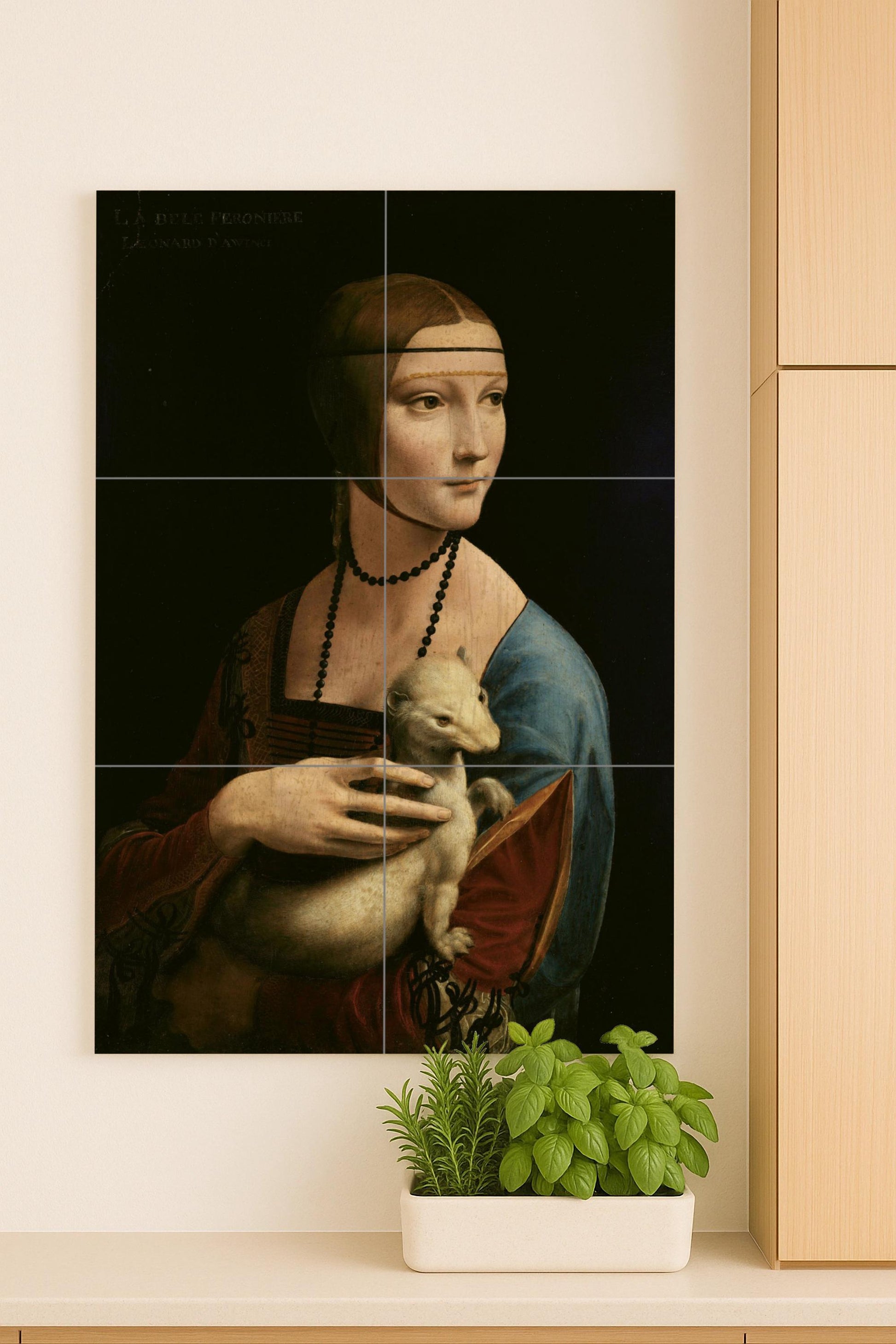 Cerámica of the Lady of the Armiño — Ornamental Wall Panel · Ceramic Tile Mural