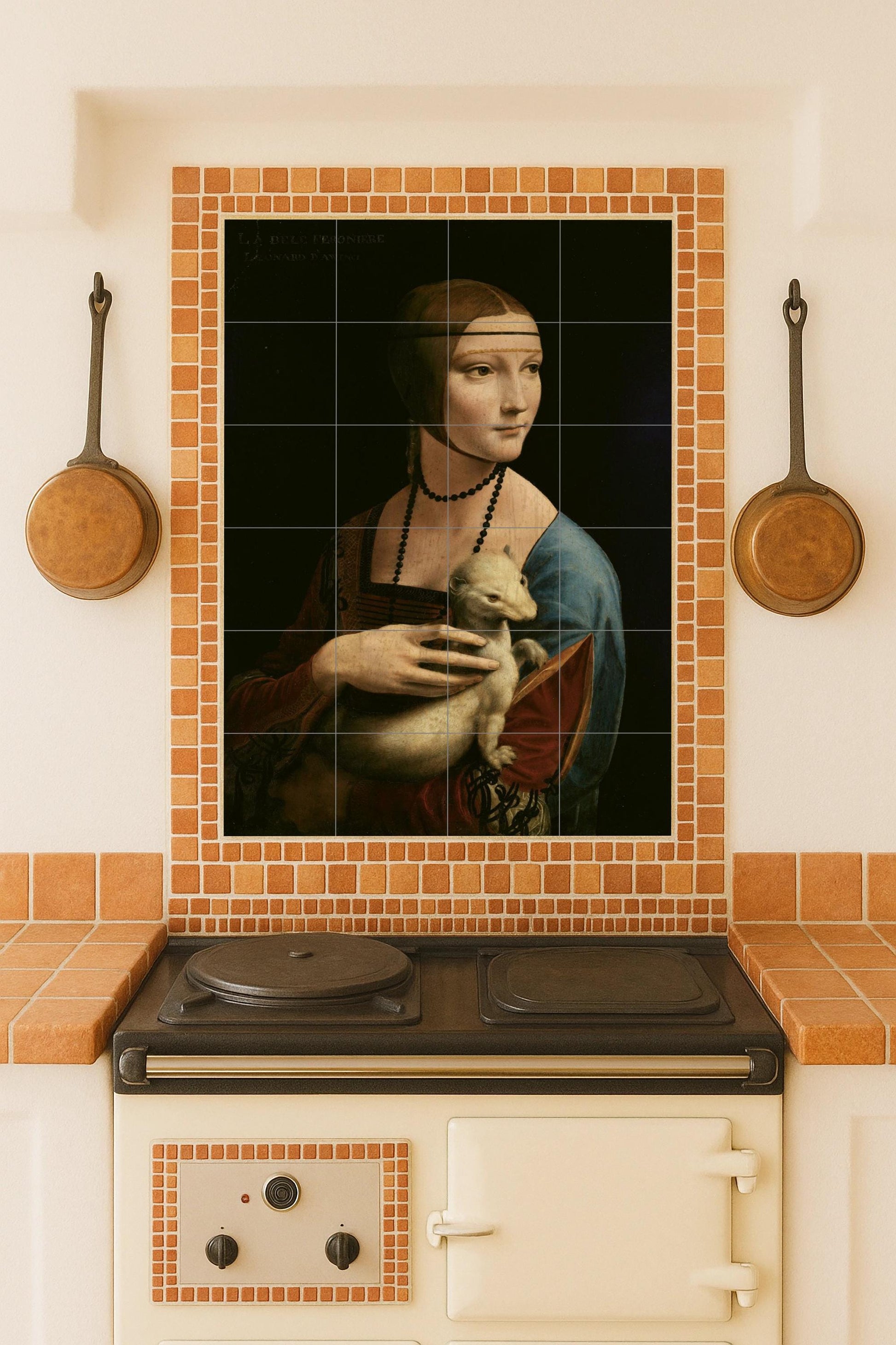 Cerámica of the Lady of the Armiño — Ornamental Wall Panel · Ceramic Tile Mural