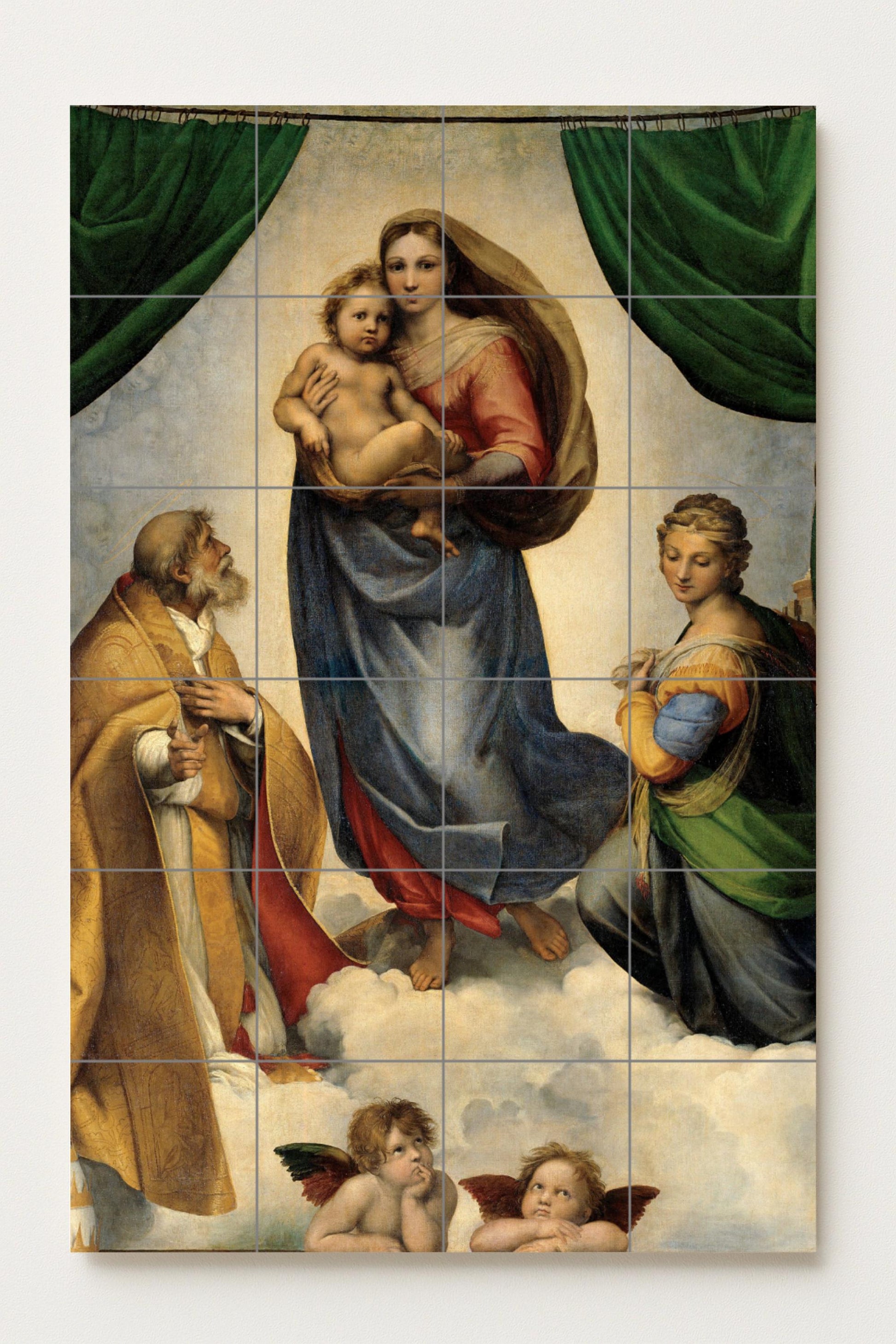 Cerámica di la Vergine Sixtina — Pannello Ornamentale, Arte da Parete in Ceramica